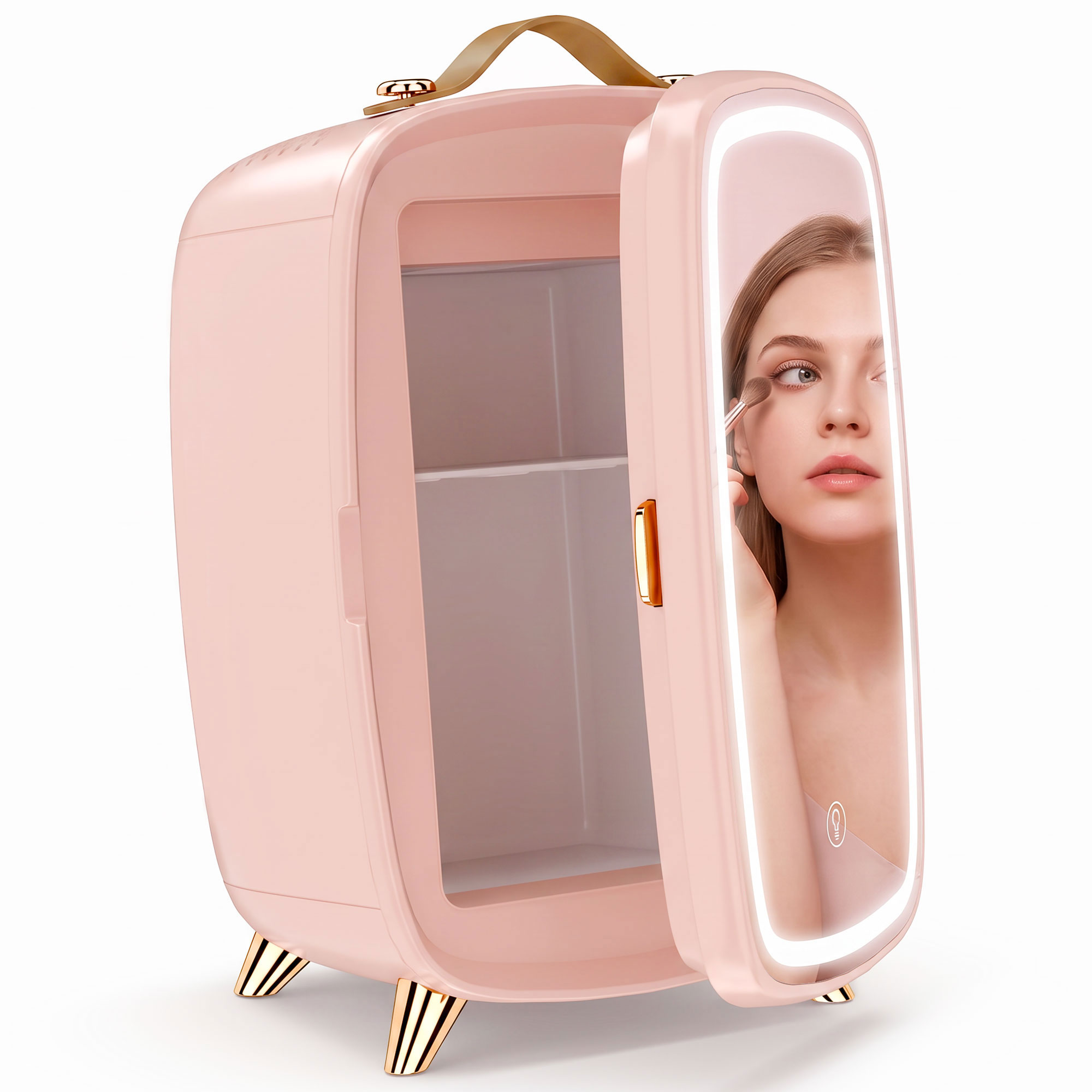 Kosmeetika minikülmik peegliga, 6 l, roosa, 24,3 x 19,4 x 35,6 cm