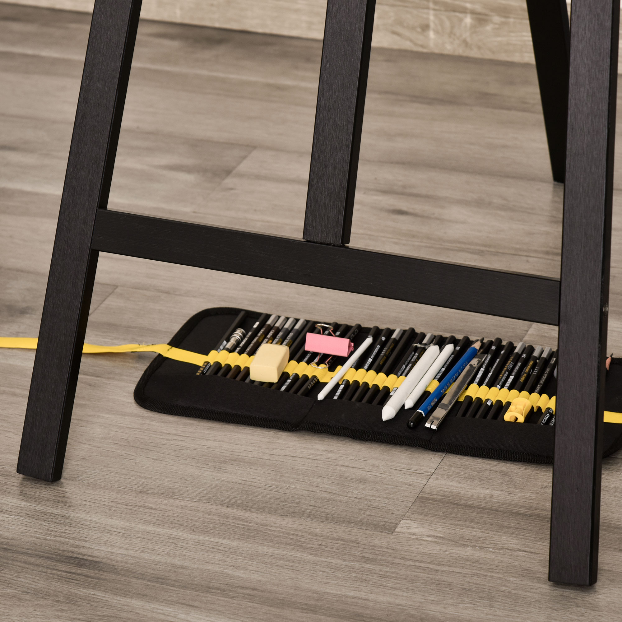 Tapybos molbertas iš pušies medienos, juodas, 134,5 cm, drobėms iki 108 cm - Image 9