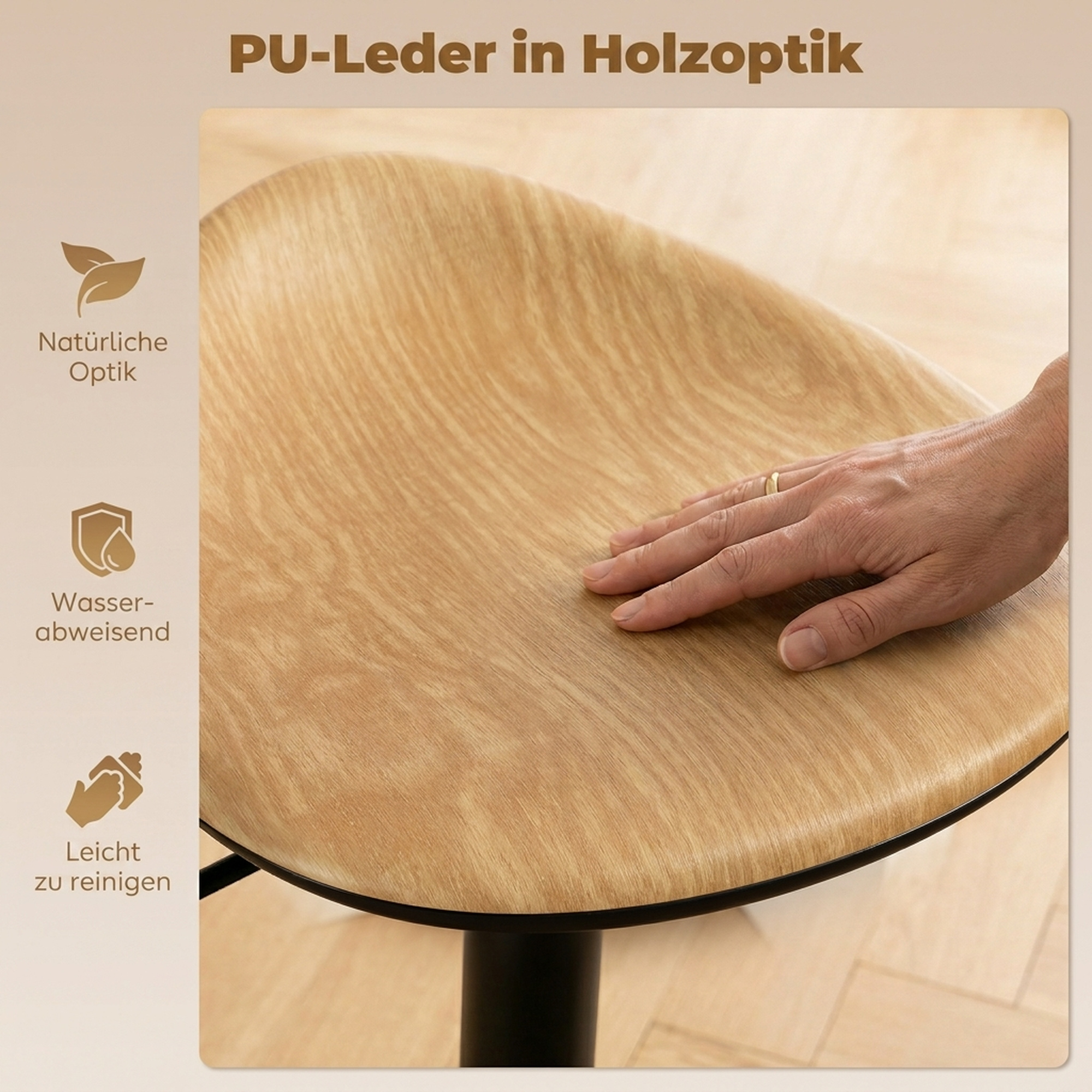 Reguliuojamo aukščio baro kėdės, 2 vnt., pasukamos, ąžuolo ir juodos spalvos, 59-80 cm - Image 5