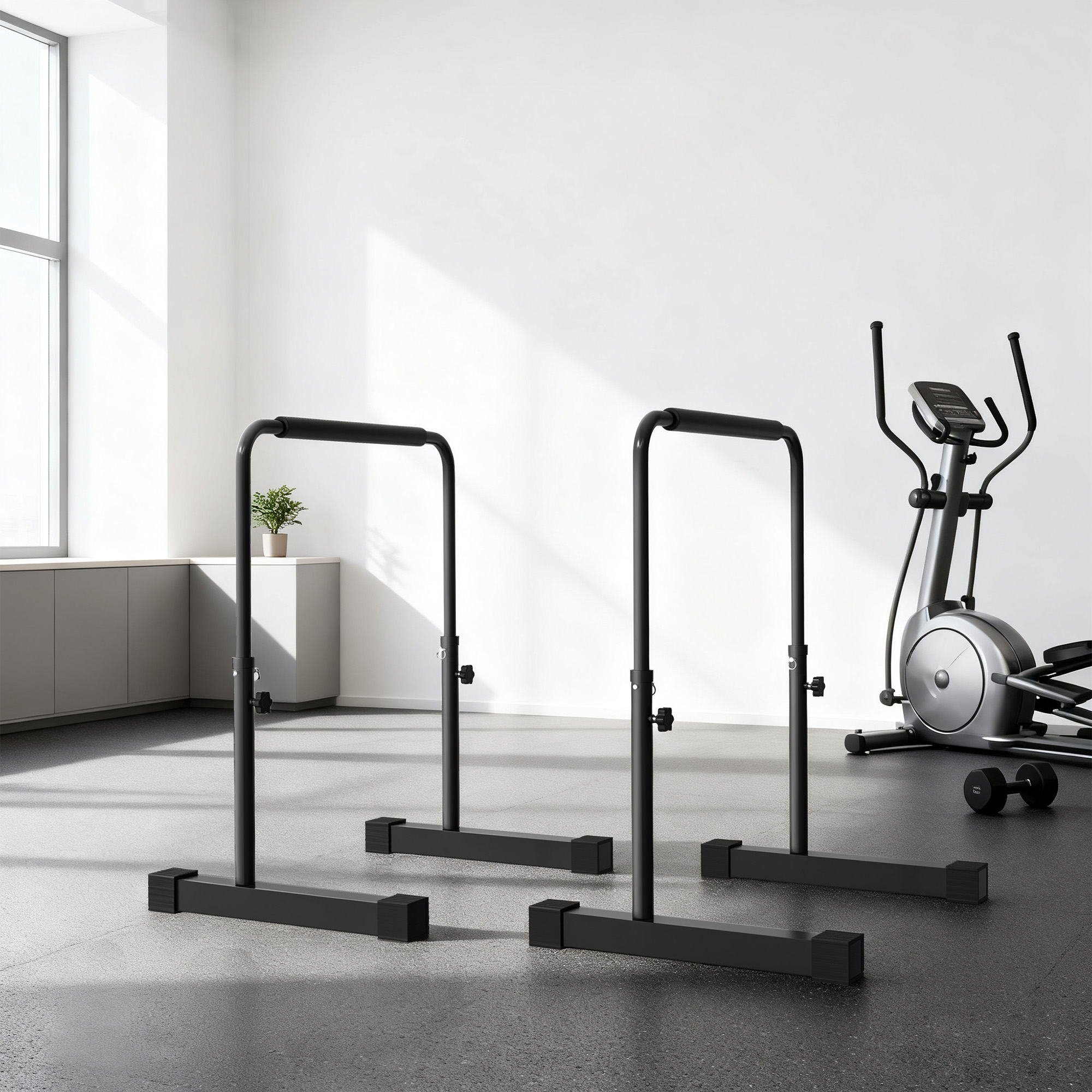 Reguliuojama dip stotis, 80-105 cm, plienas, juoda, iki 120 kg - Image 9
