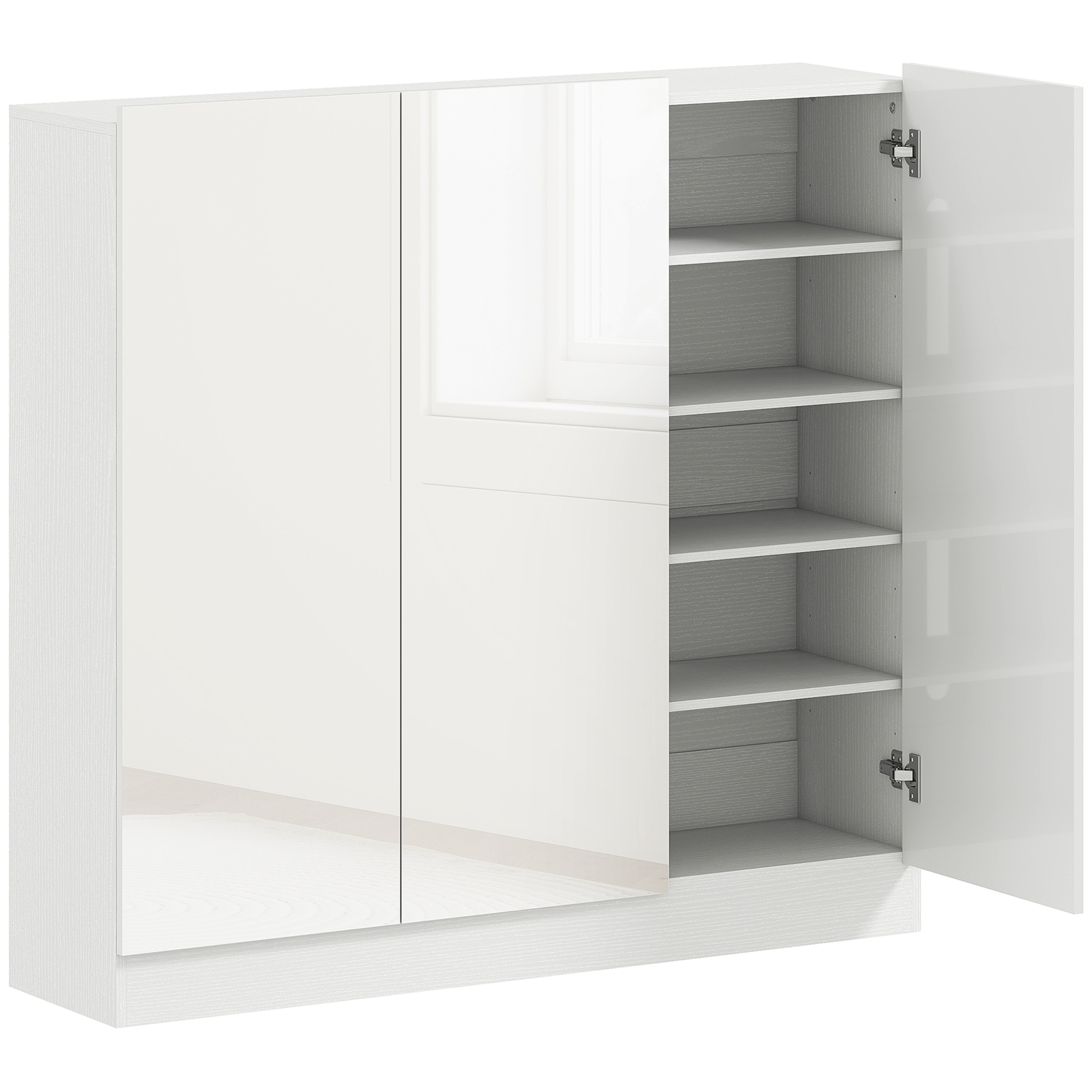 5 riiuliga kingakapp kuni 30 paarile, reguleeritavad riiulid, valge, 106,4 x 34 x 108,5 cm
