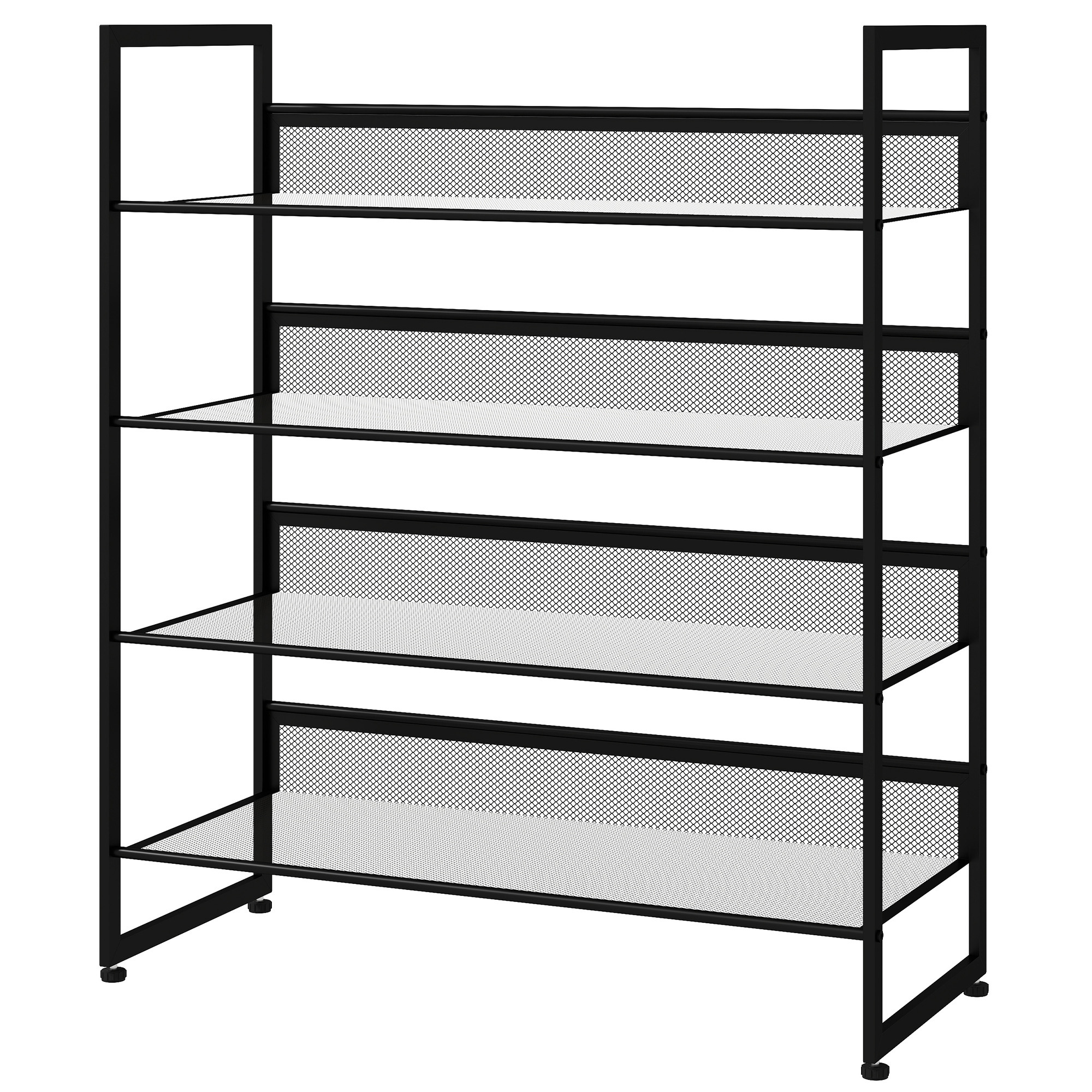 4 riiuliga jalatsiriiul, metall, must, 72 x 30 x 82,7 cm