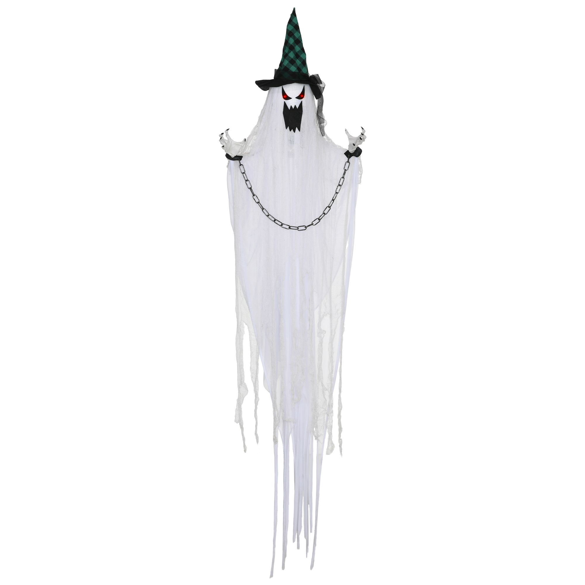 Animeeritud Halloweeni kummitusdekoratsioon, roheline ja valge, 88 x 16 x 204 cm, patareitoitega