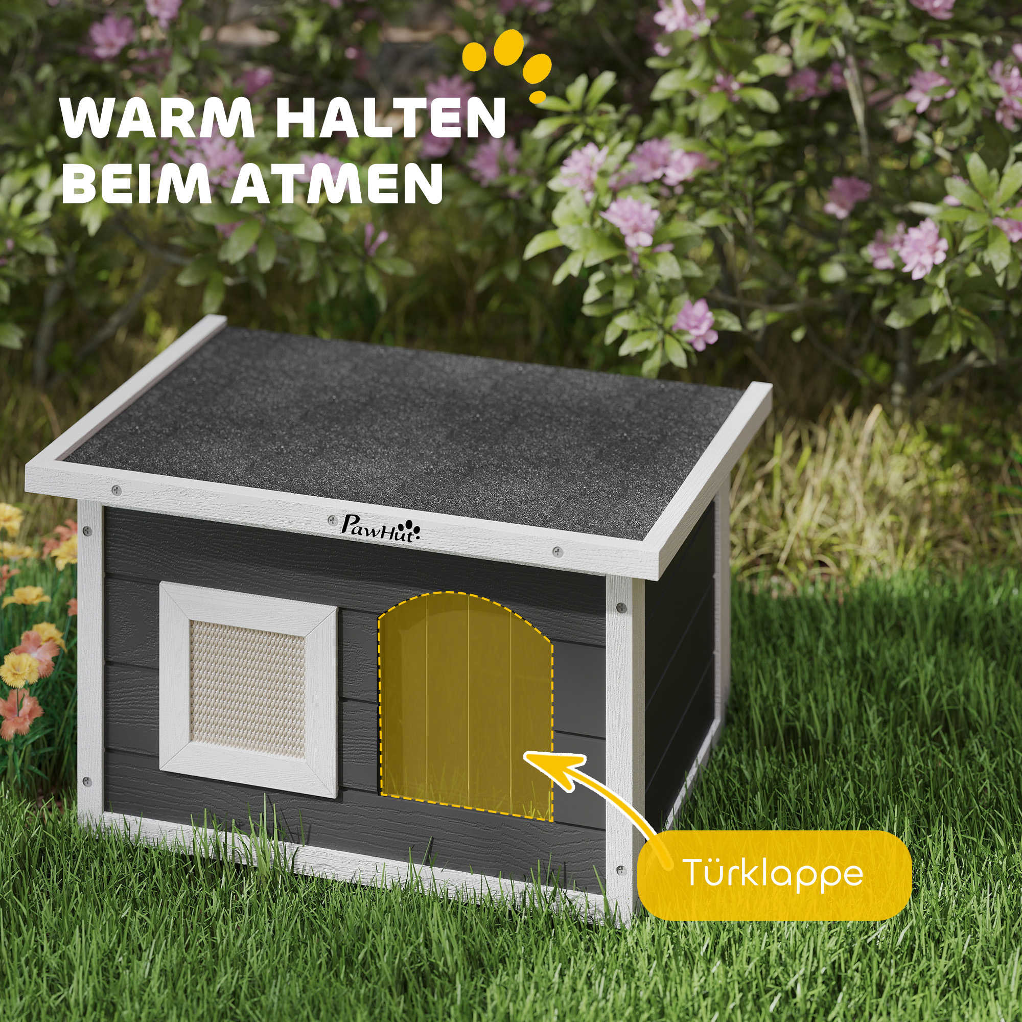 Katzenhaus kačių namelis, pilkas, 61 x 45 x 36,5 cm - Image 8