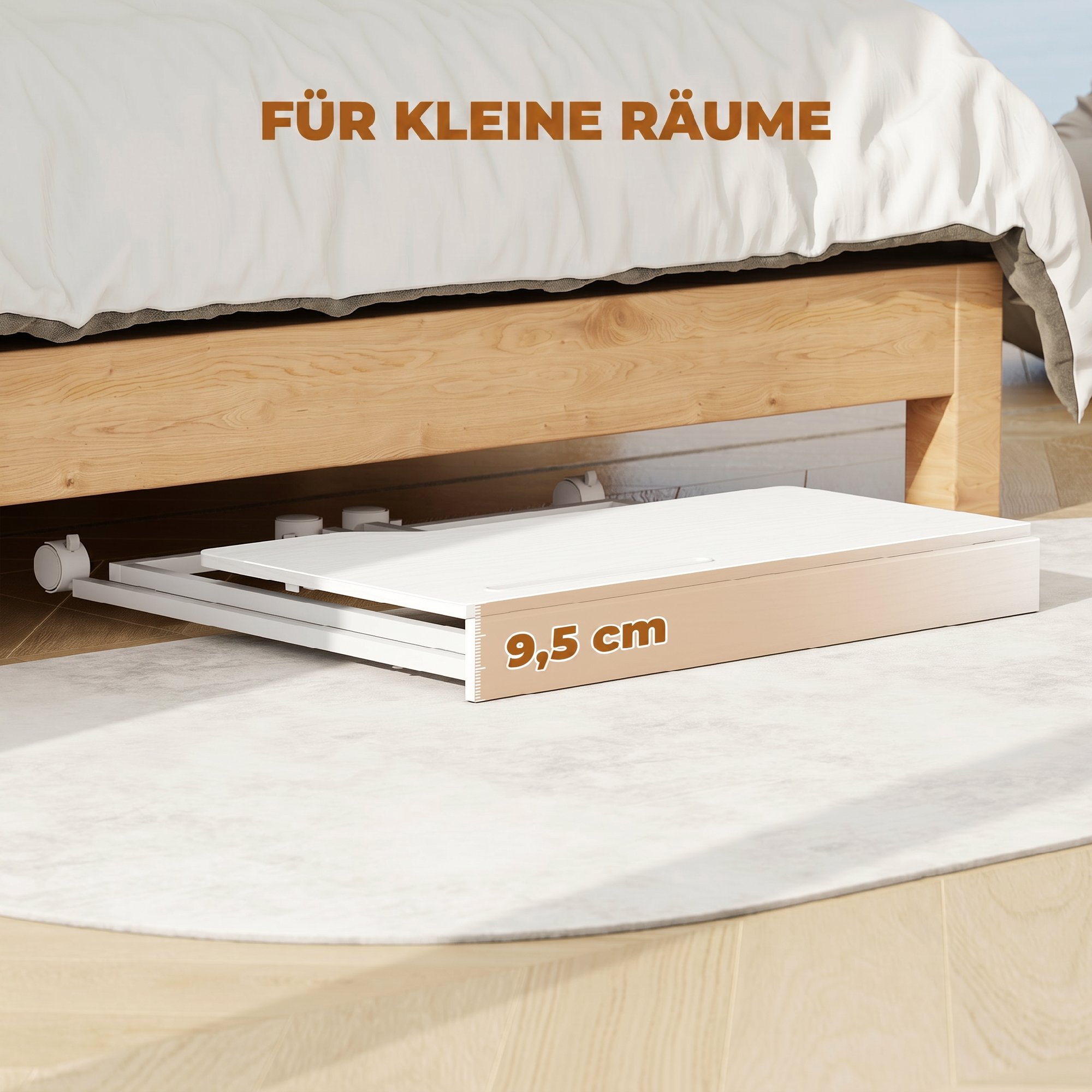 Salokāms rakstāmgalds ar ritentiņiem, balts, MDF un tērauds, 80 x 52 x 75 cm - Image 4