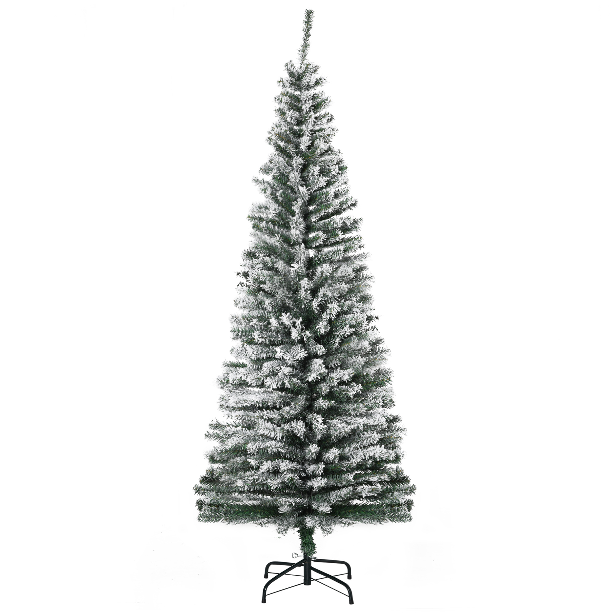 Mākslīgā Ziemassvētku eglīte, 180 cm, šaura, ar sniegu, 492 zari