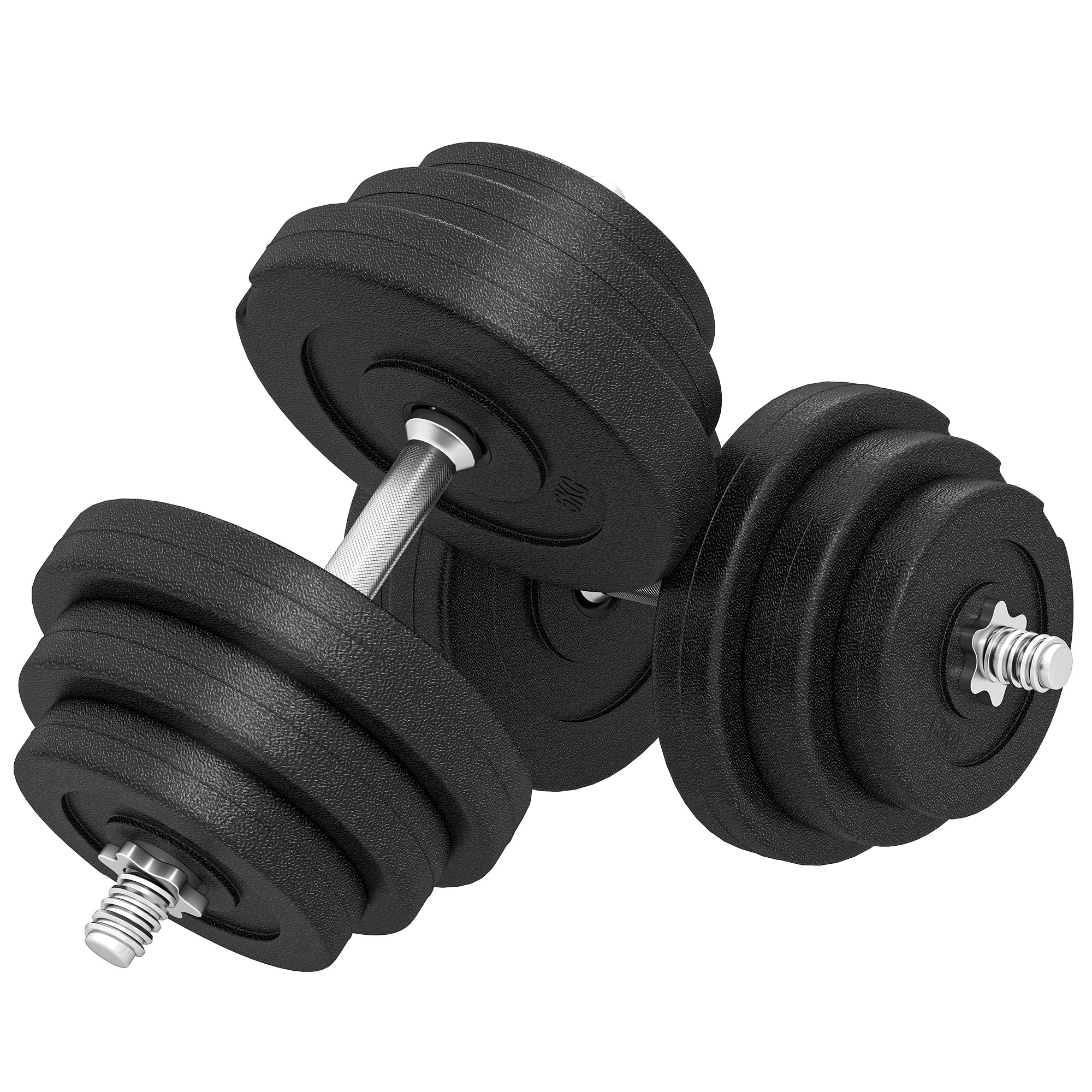 40 kg hantlikomplekt, 2 metallkäepidet, 12 raskusketast, must
