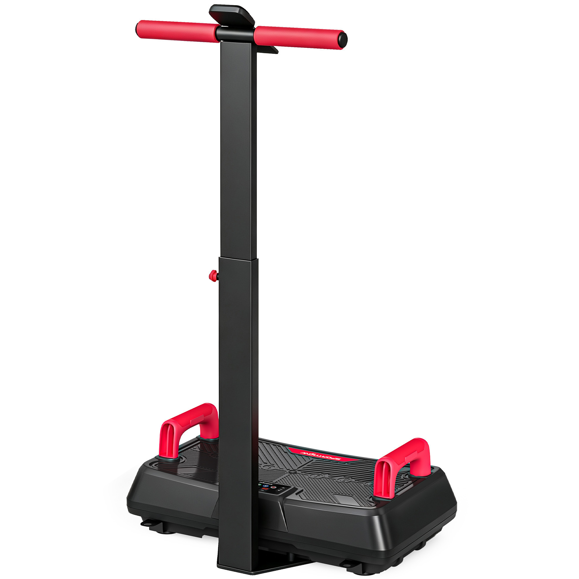 Vibratsiooniplatvorm istmega, punane ja must, 65,5 x 44 x 86,5-104,5 cm
