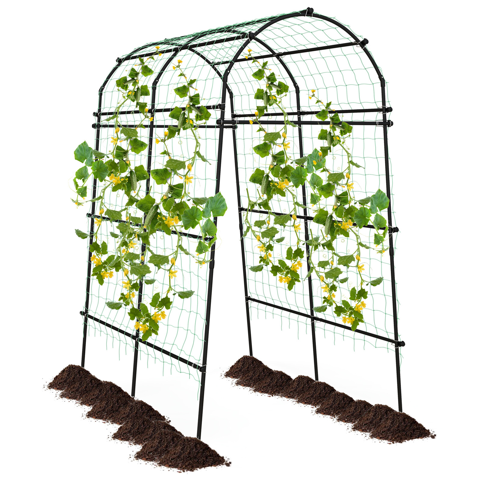 Sodo arka vijokliams su tinkline atrama, juoda ir žalia, metalas, 180 x 109-160 x 229 cm - Image 3