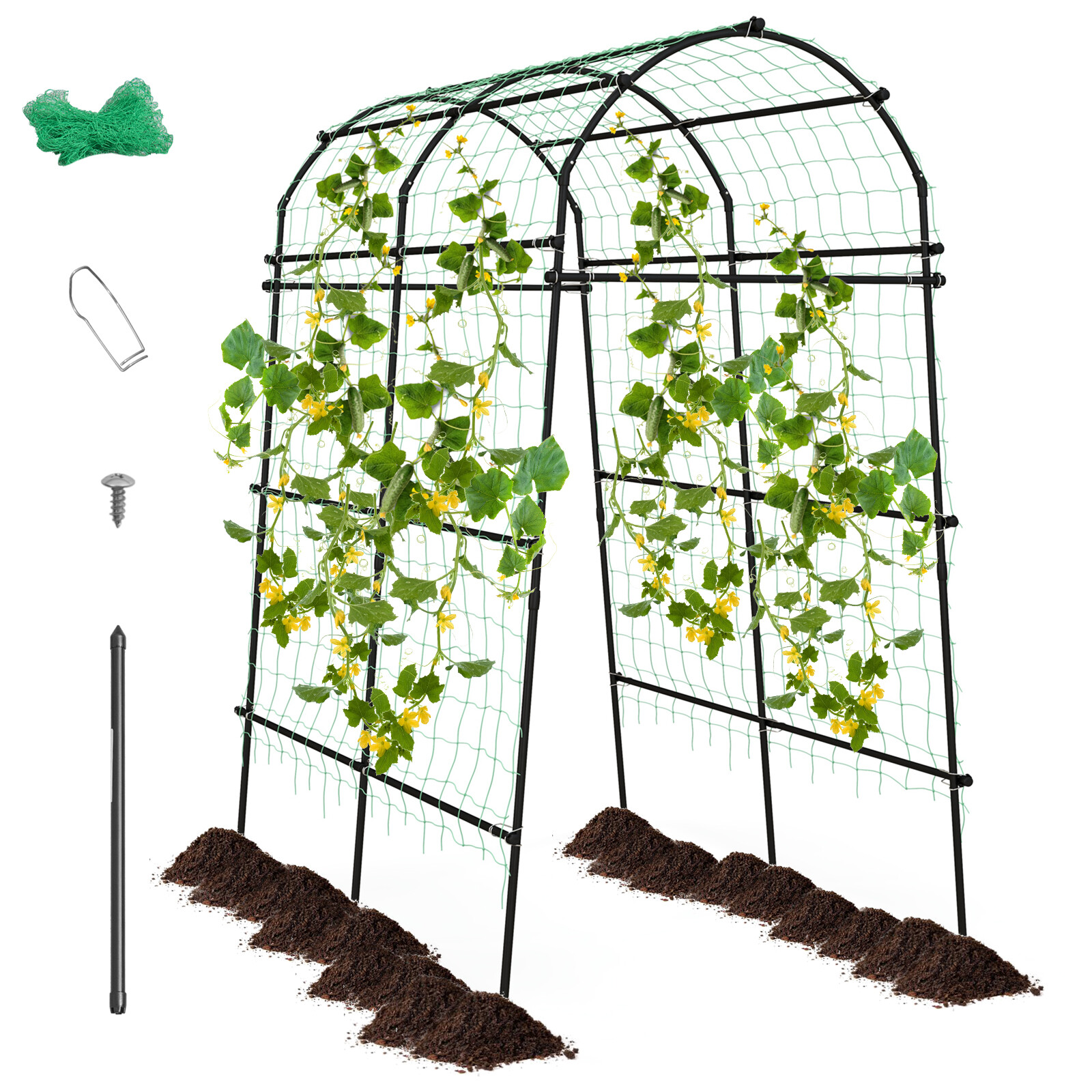 Sodo arka vijokliams su tinkline atrama, juoda ir žalia, metalas, 180 x 109-160 x 229 cm - Image 4