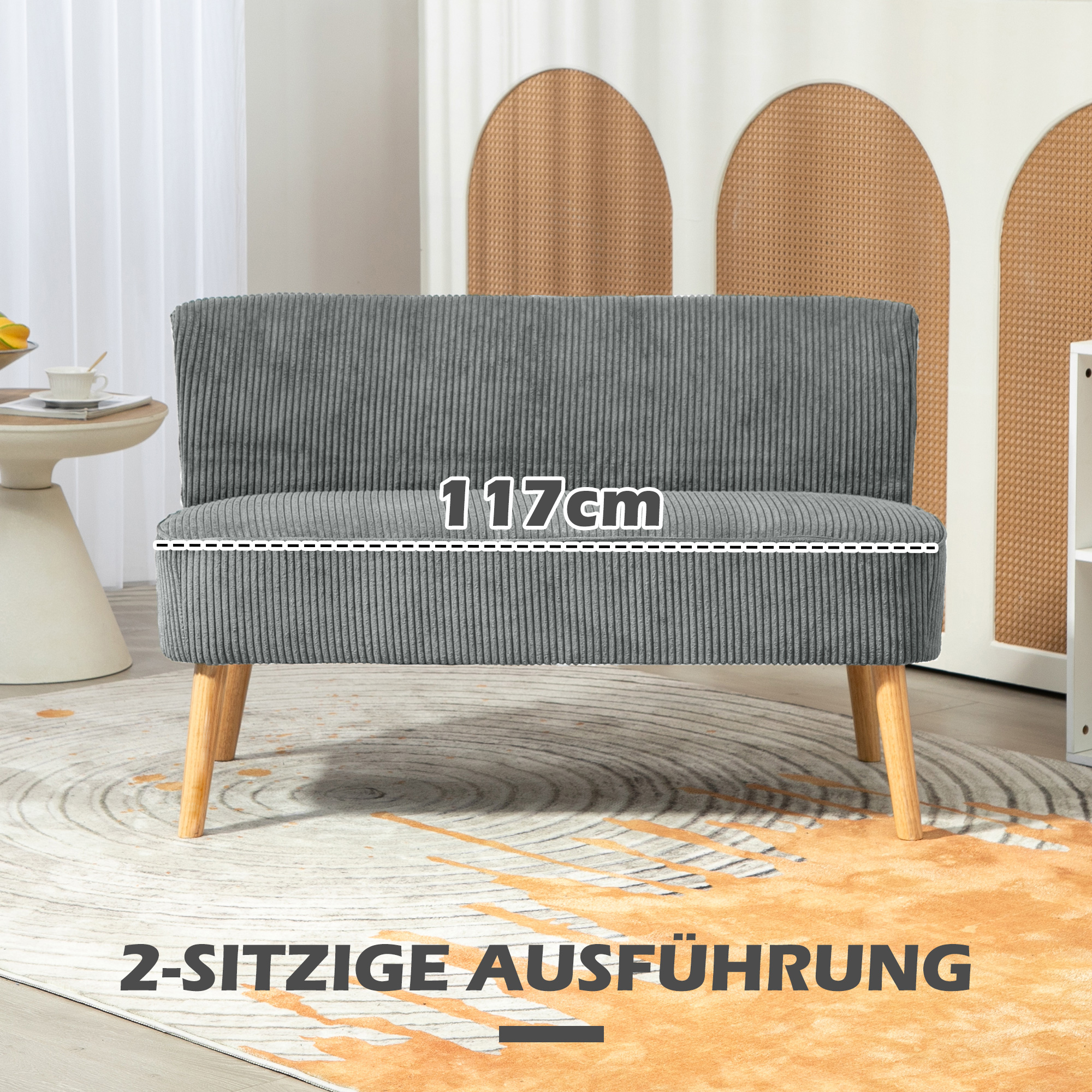 2-kohaline diivan, hall, puit, polüester, vaht, 117 x 56,5 x 77 cm - Image 6