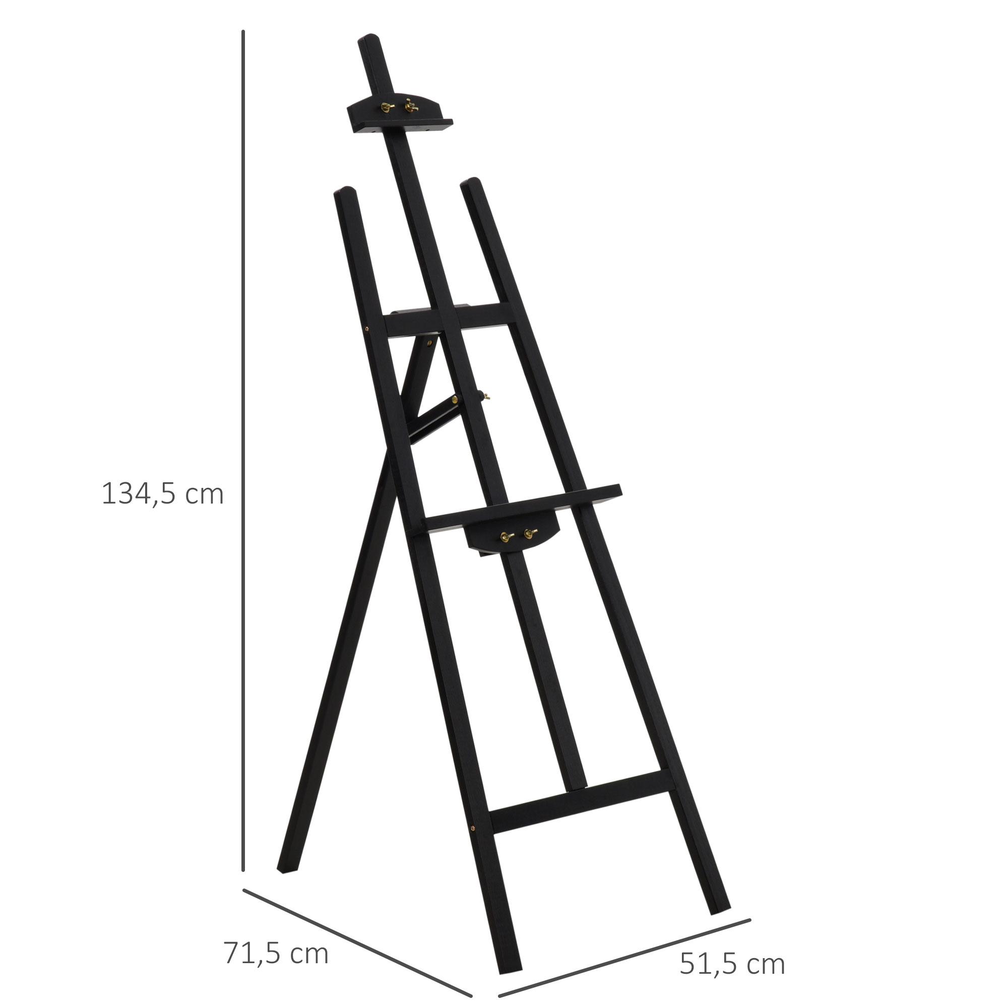 Tapybos molbertas iš pušies medienos, juodas, 134,5 cm, drobėms iki 108 cm - Image 3