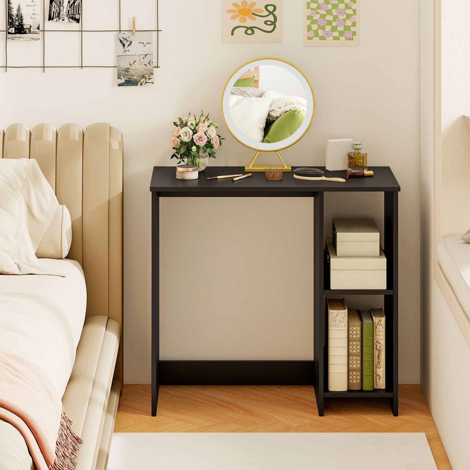 Tietokonepöytä pieneen tilaan, musta, 80 x 40 x 74 cm - Image 5