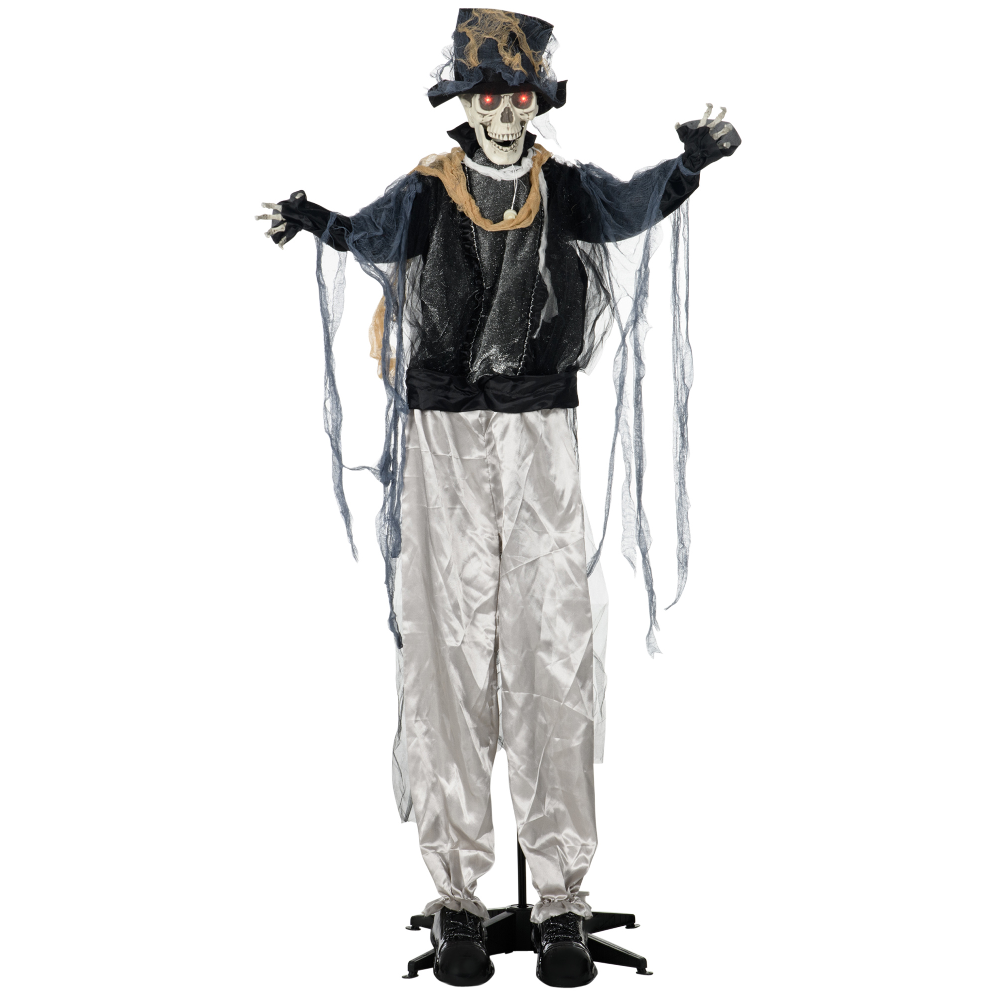 Animeeritud Halloweeni dekoratsioon kummitus heli, liikumisanduri ja LED-tuledega, must/hall, 101 x 64 x 178 cm