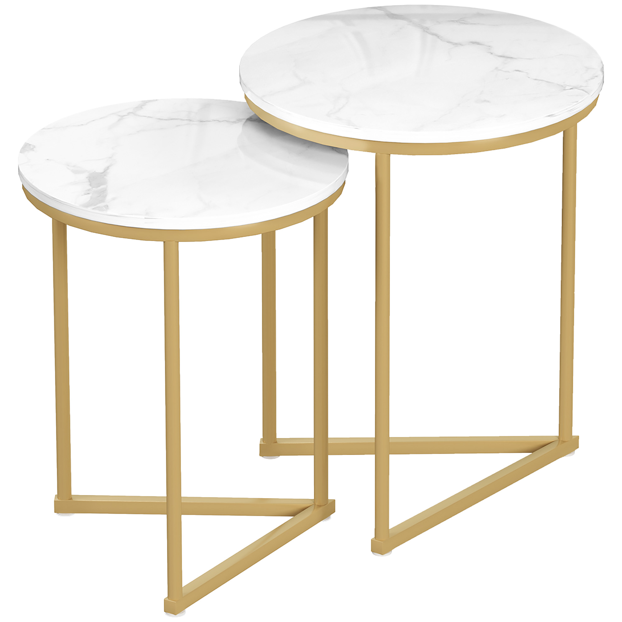 2-osaline abilaudade komplekt, kuldne, MDF ja teras, valge marmori imitatsioon