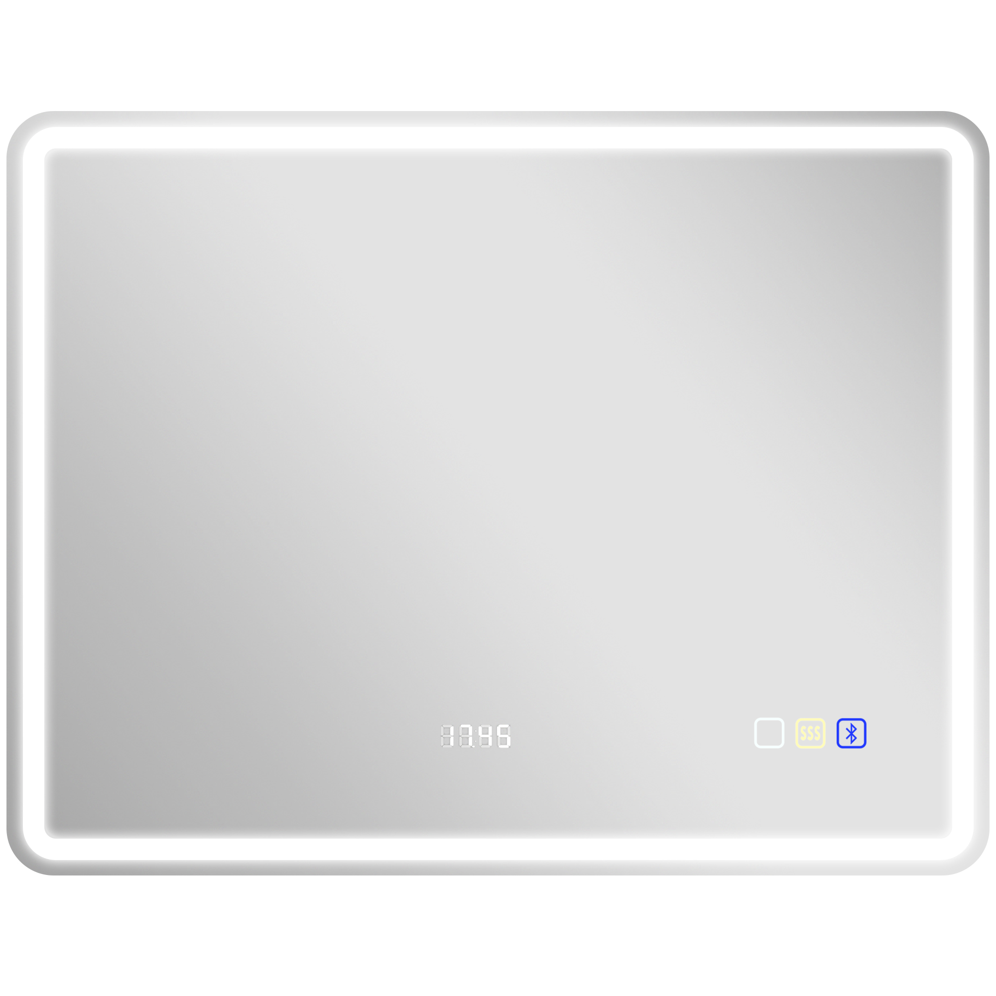 Vannitoa peegel LED-valgustusega, uduvastane, 3 valgusvärvi, kell, hõbedane, 700 x 900 mm