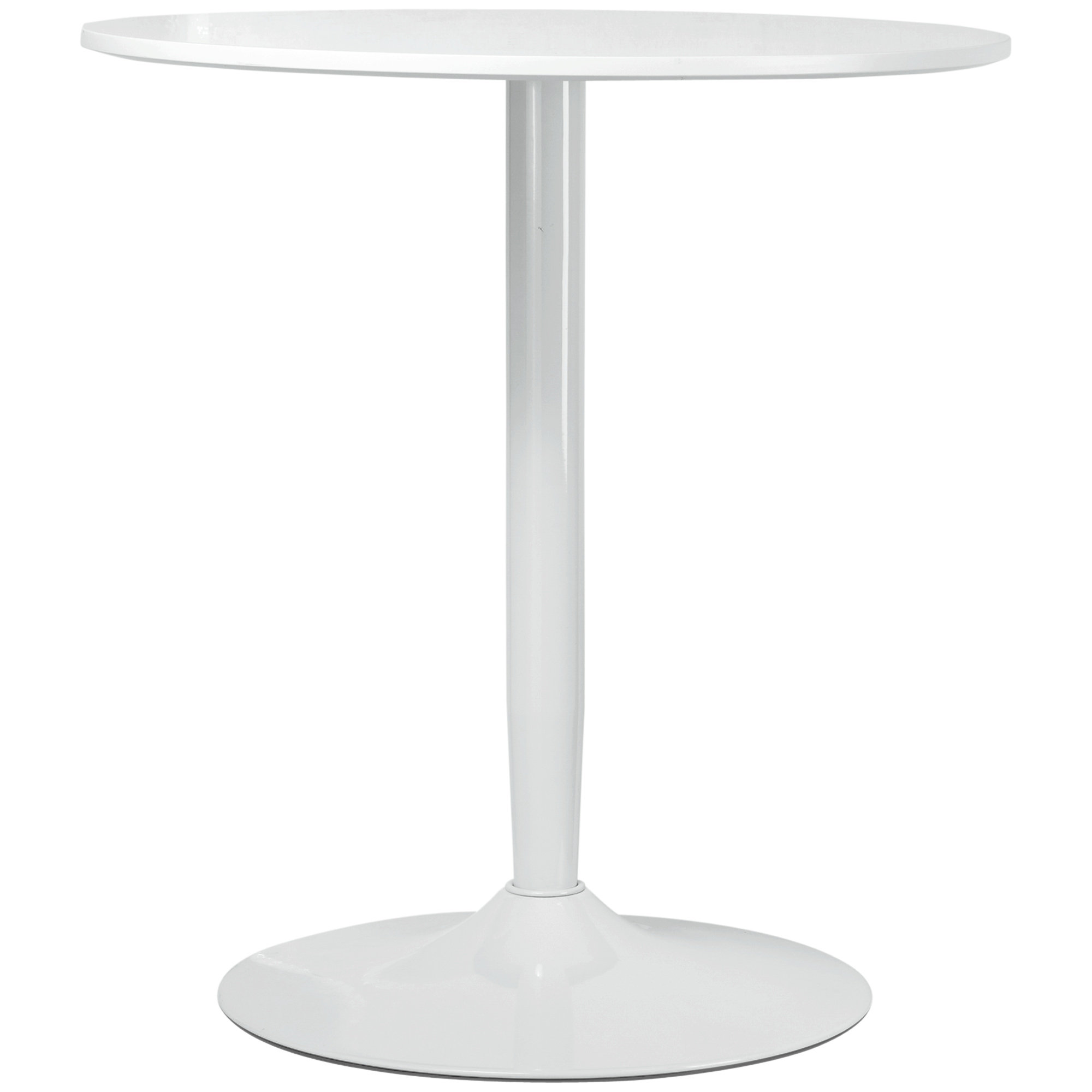 Söögilaud 2 inimesele, ümmargune lauaplaat, terasest jalg, valge, Ø 70 x 75 cm