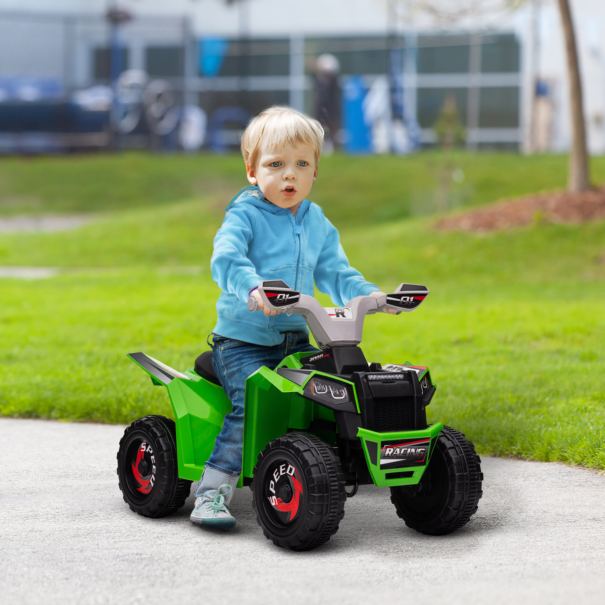Elektrisks bērnu kvadracikls, 2,5 km/h, braukšana uz priekšu un atpakaļ, zaļš, 18–36 mēn. - Image 2