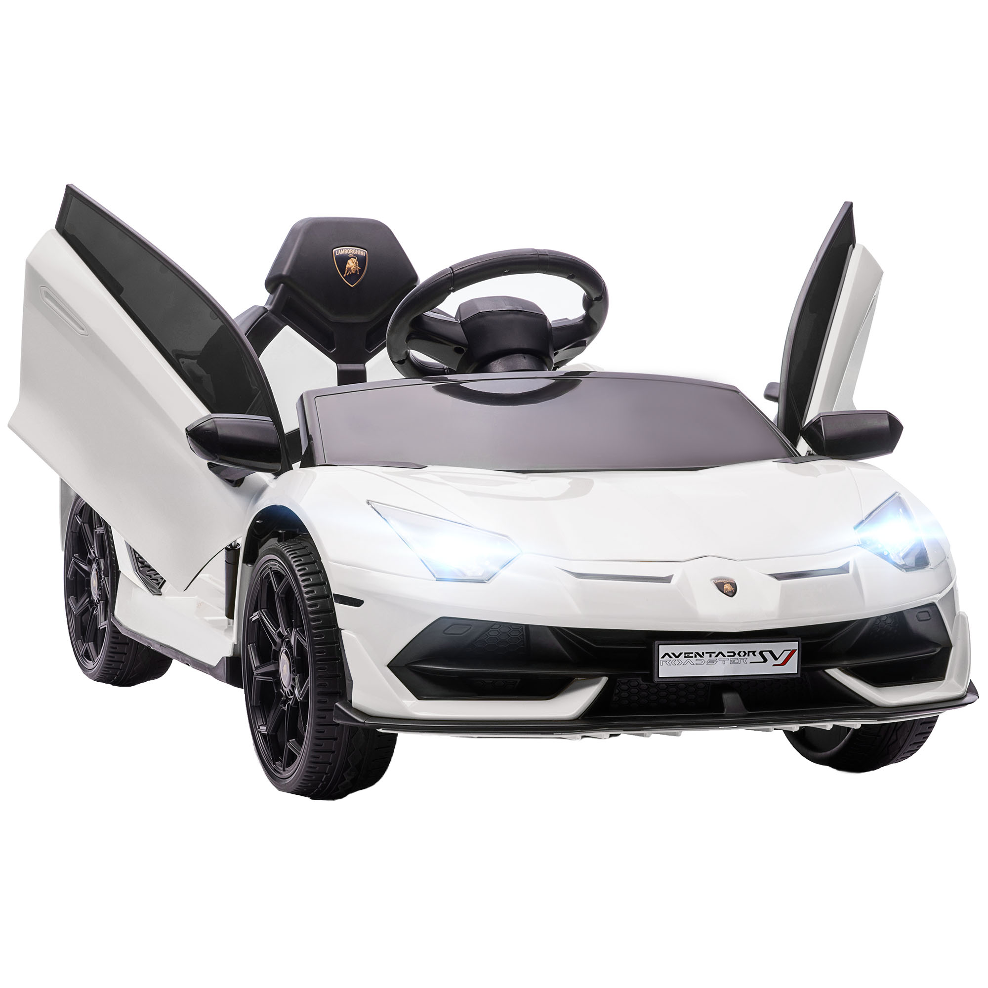 Elektriline lasteauto Lamborghini Aventador SVJ Roadster, valge, 107,5 x 64,5 x 47 cm