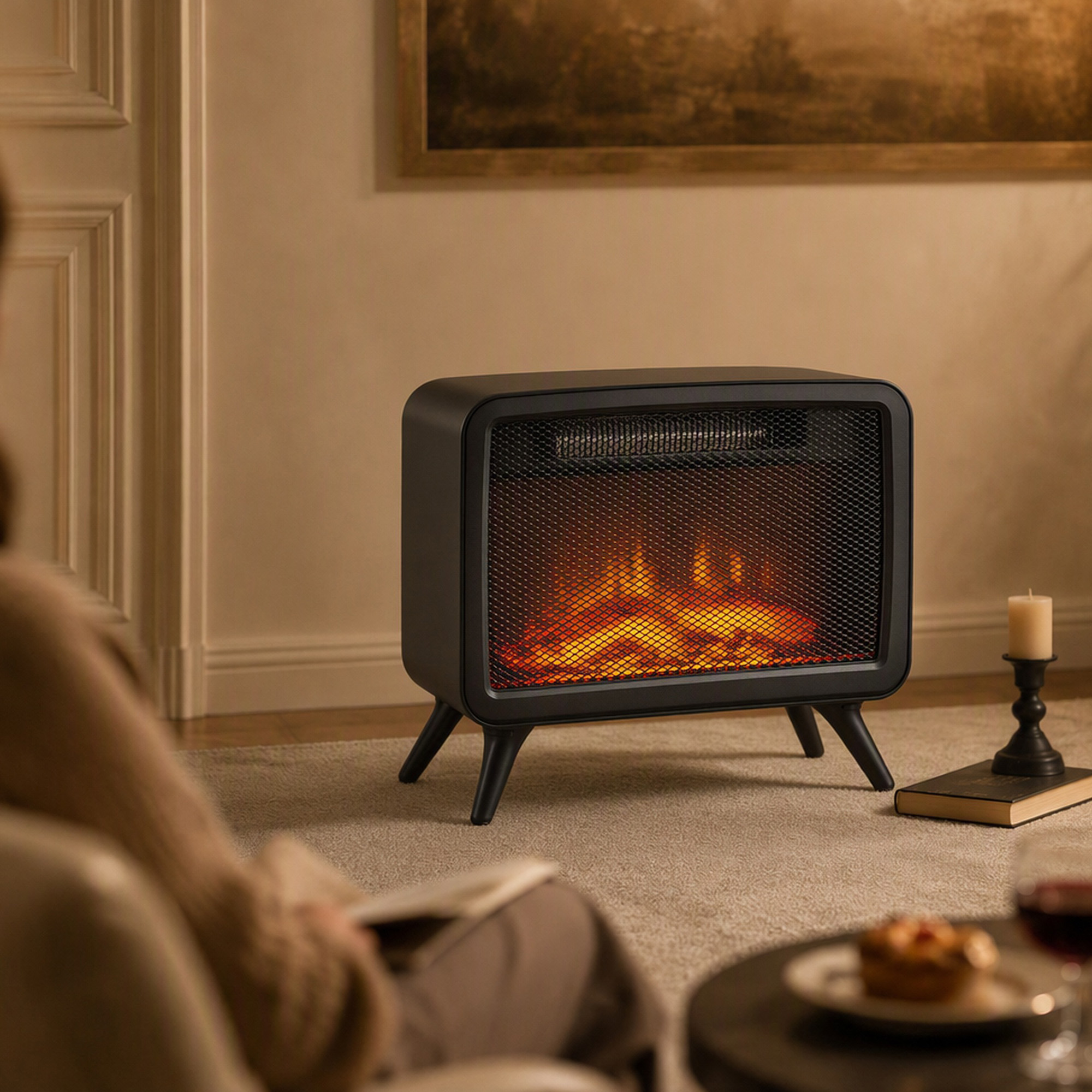 Elektriskais kamīna sildītājs ar noņemamu pamatni, melns, 800/1600 W, 35,5 x 18 x 30 cm - Image 9