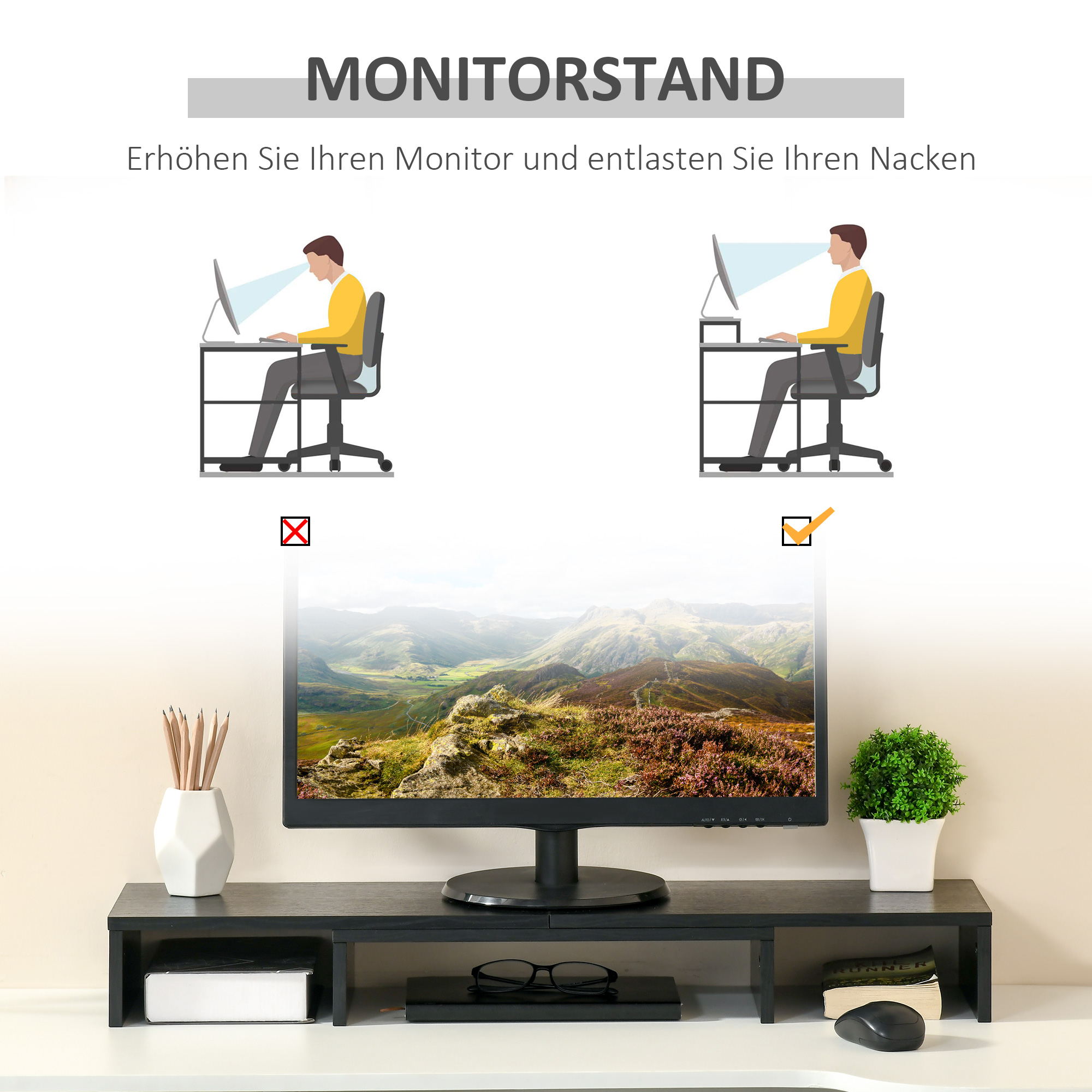 Monitori alus, must, 80-117 x 23,5 x 10 cm - Image 6