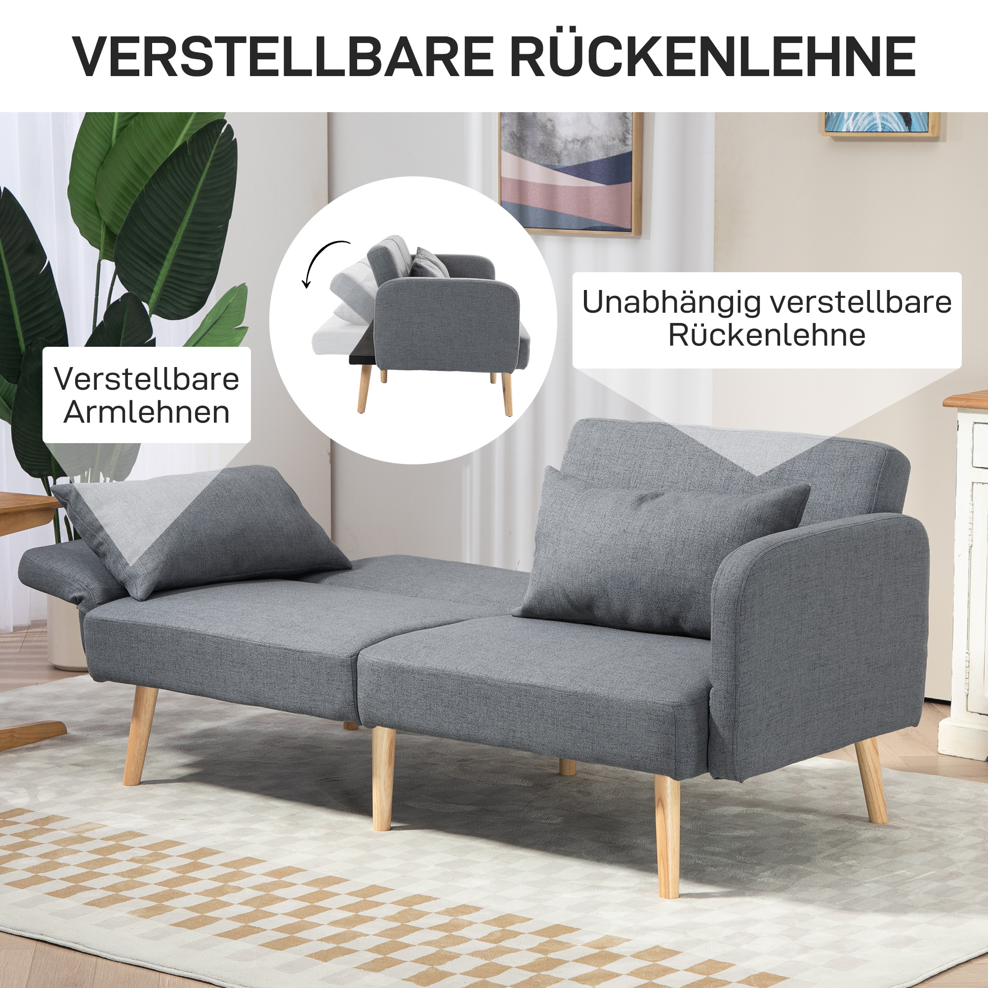 3 vietų miegamoji sofa, pilka, 170 x 83 x 80 cm, iki 240 kg - Image 6