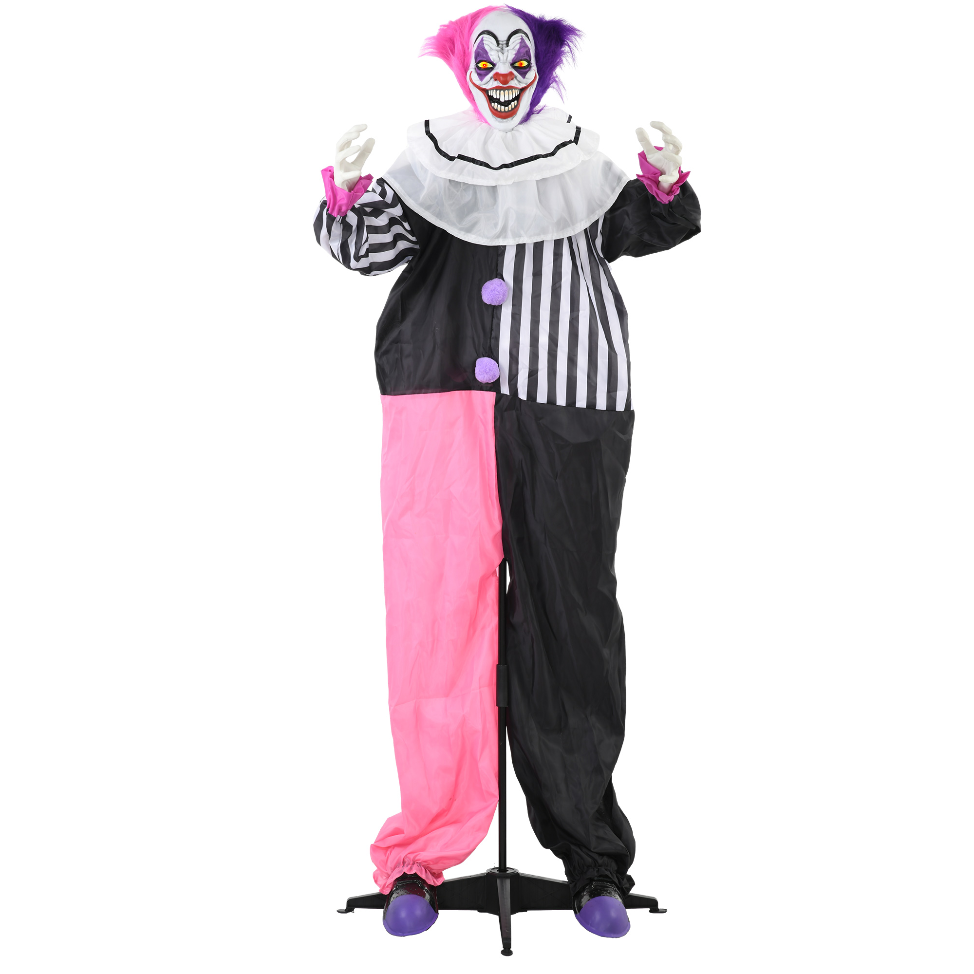 Animeeritud Halloweeni klounikaunistus, must/valge/roosa/lilla, 60 x 18 x 173 cm
