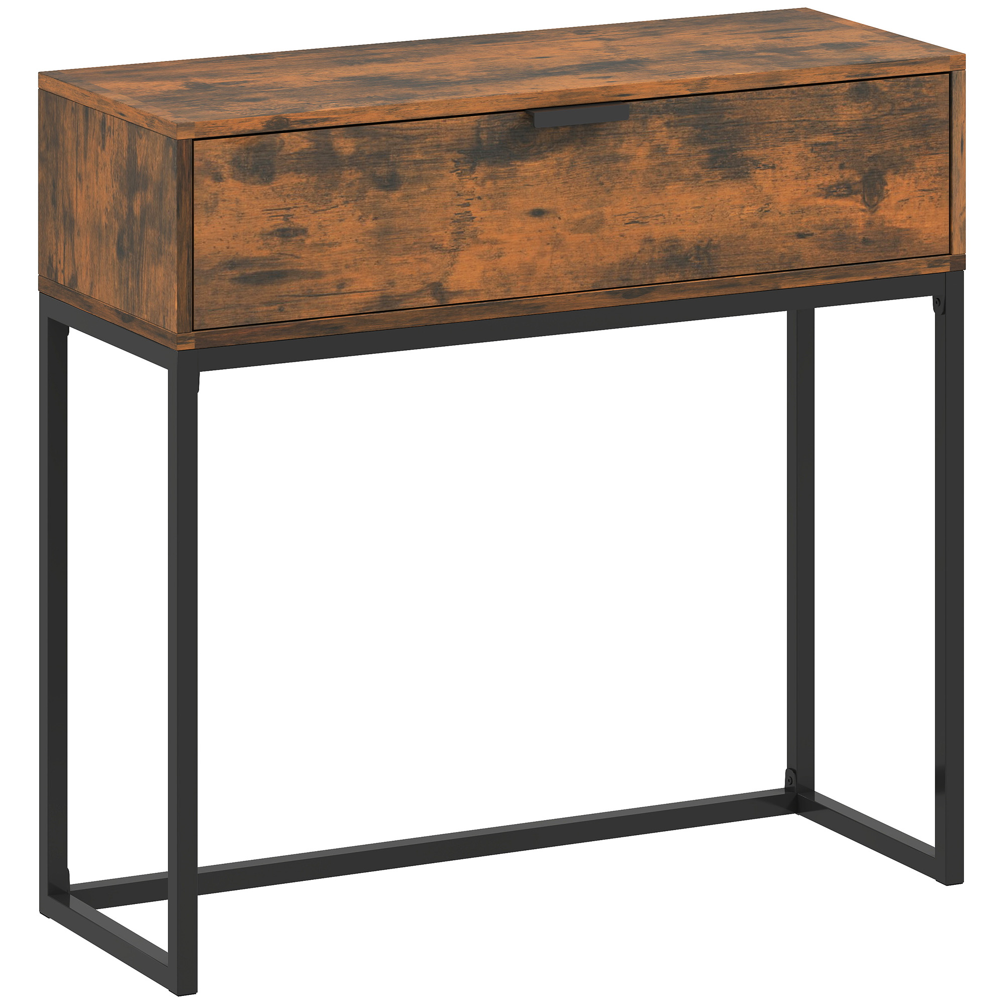 Konsollaud sahtliga, industriaalne disain, pruun-must, 80 x 30 x 76 cm