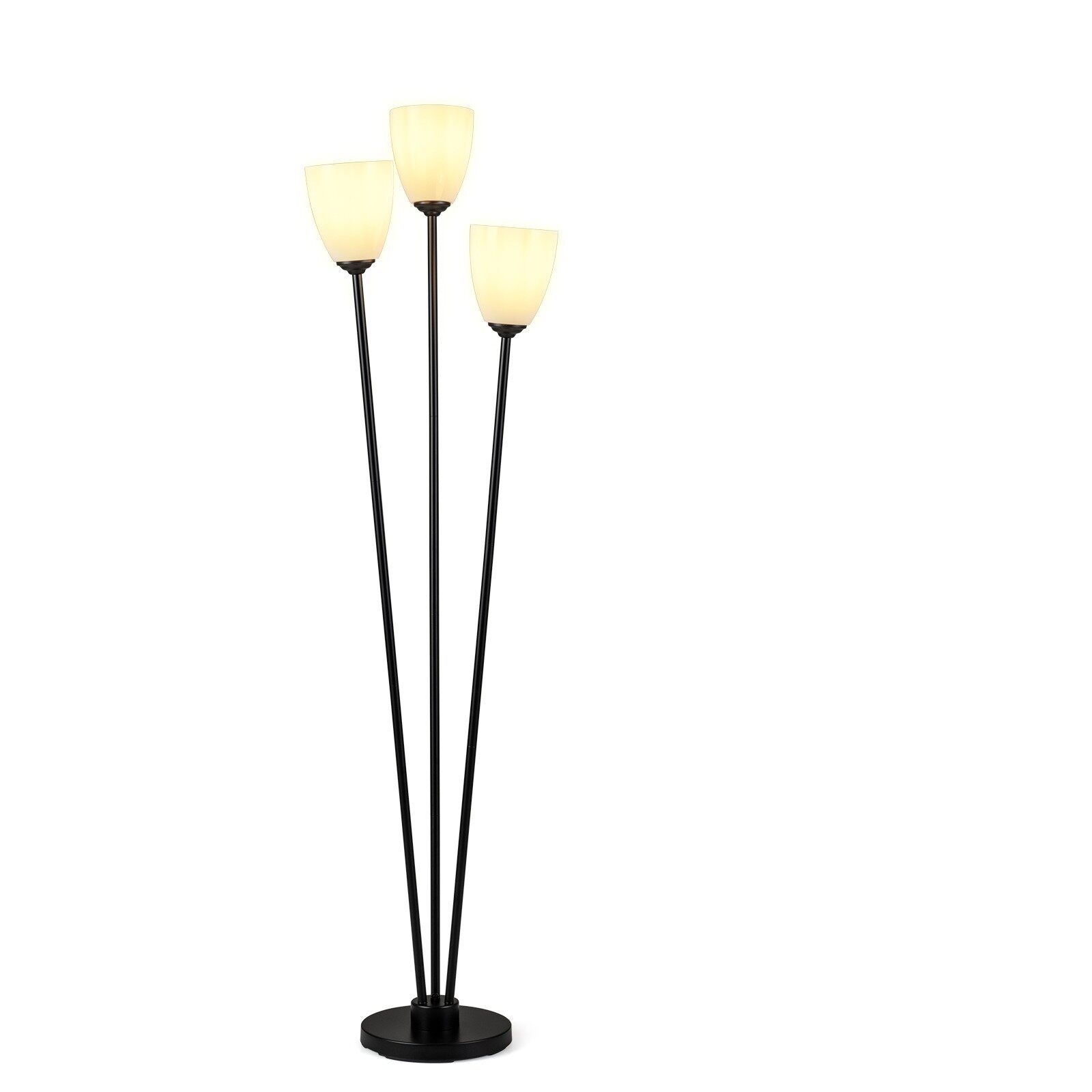 Põrandalamp 3 E27 sokliga, must, metall ja akrüül, 153 cm