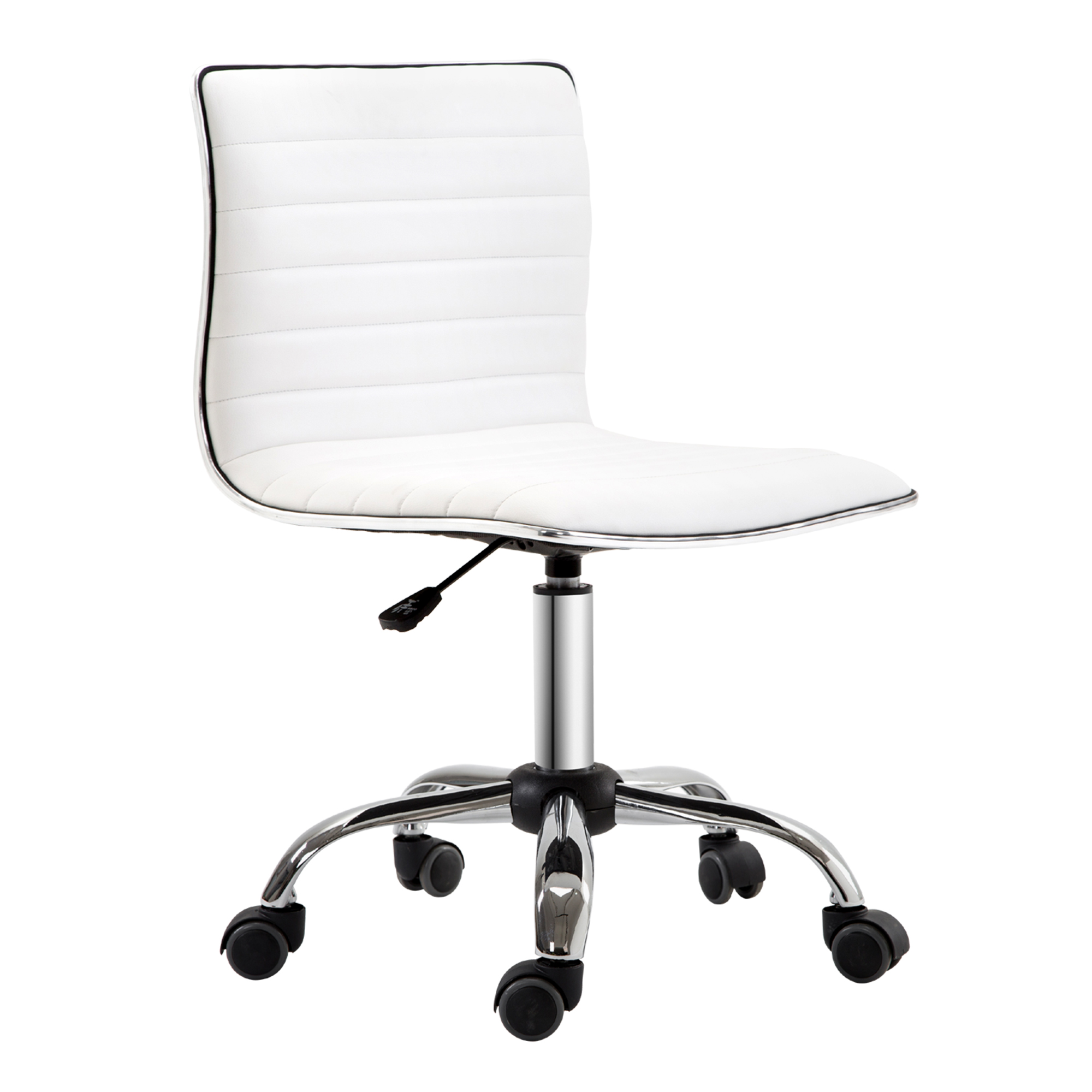 Salonitool seljatoega, reguleeritav kõrgus, teras / PU, valge, 48 x 52 x 78-90 cm