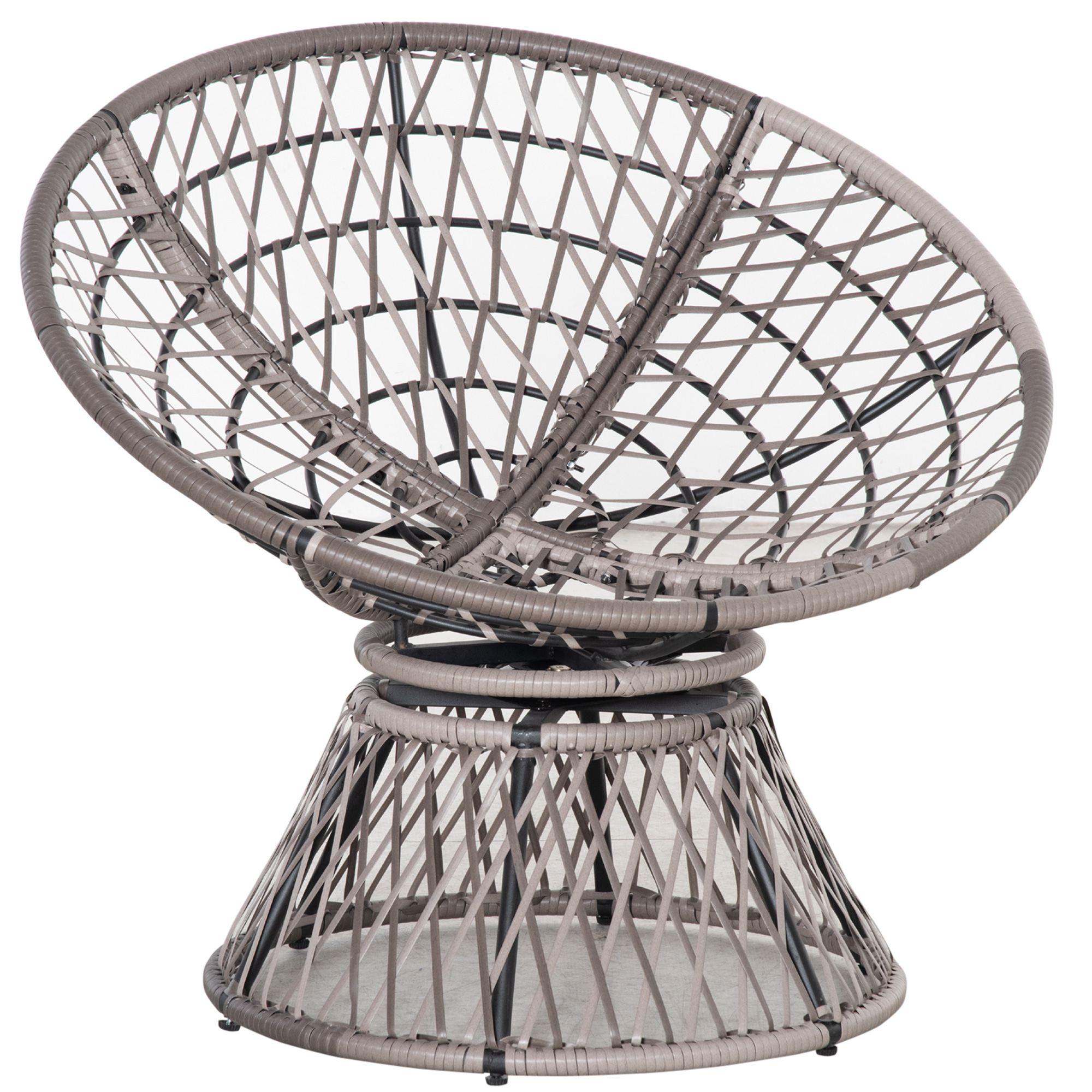 Papasan tipa krēsls ar spilvenu, grozāms 360°, PE rotangs, pelēks, 87 x 97 x 86 cm - Image 9