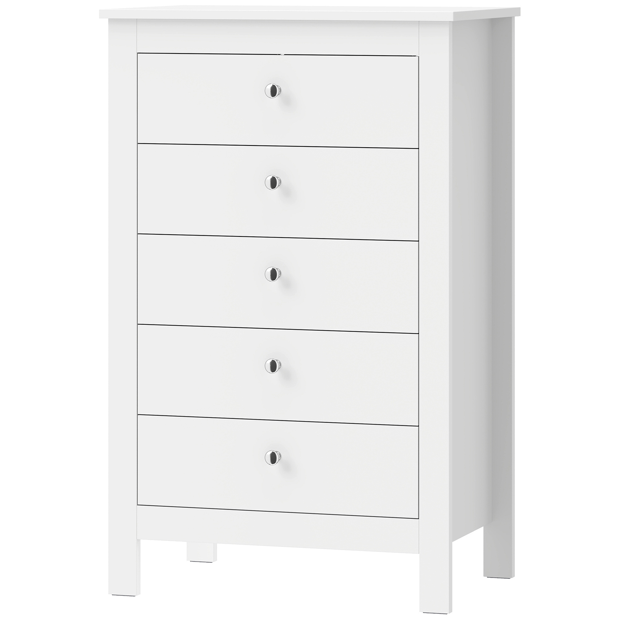 Kummut 5 sahtliga, MDF, valge, 60 x 39,5 x 95,3 cm