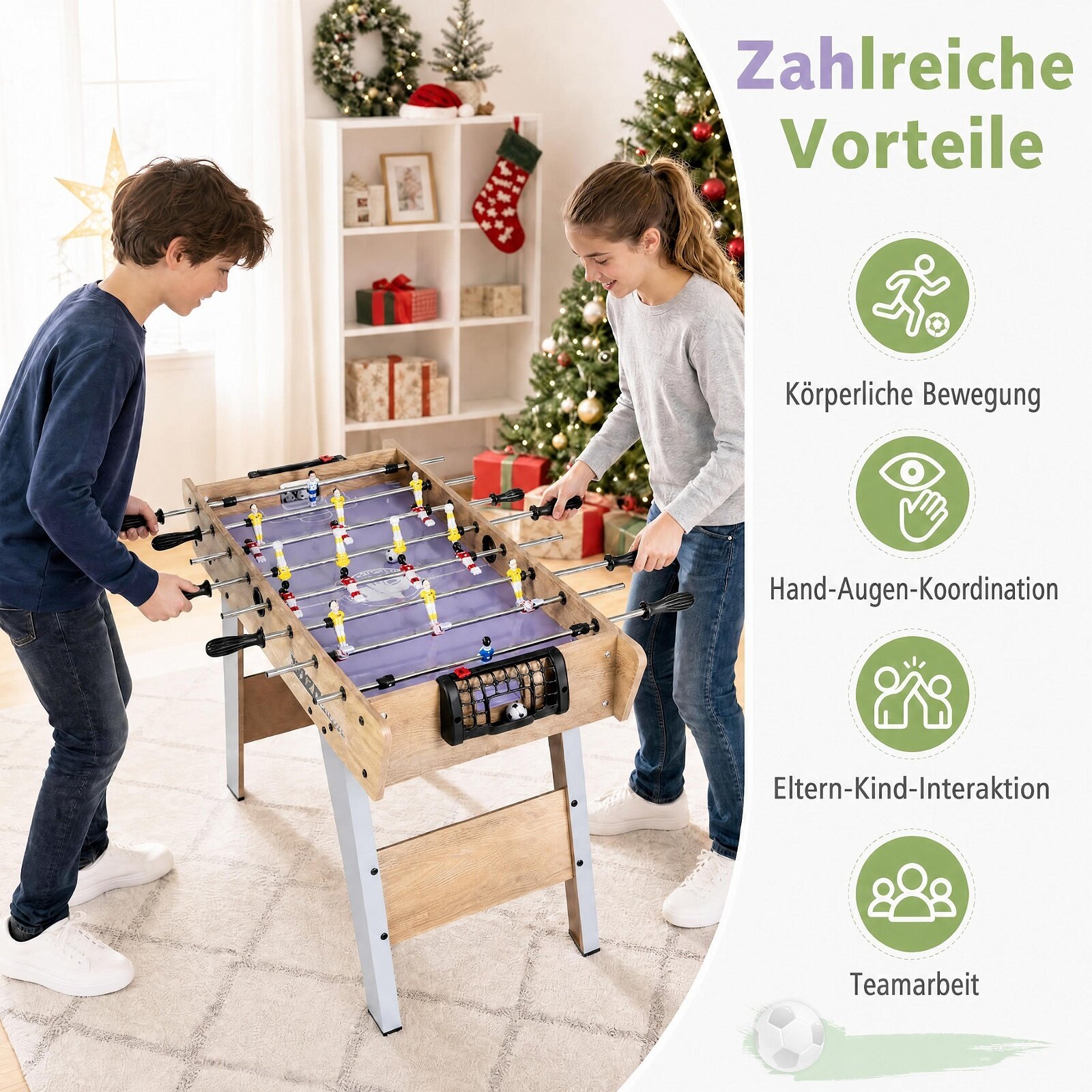 Stalo futbolo stalas su nuimamomis kojomis, medienos atspalvio, 88,5 x 69 x 71 cm - Image 7