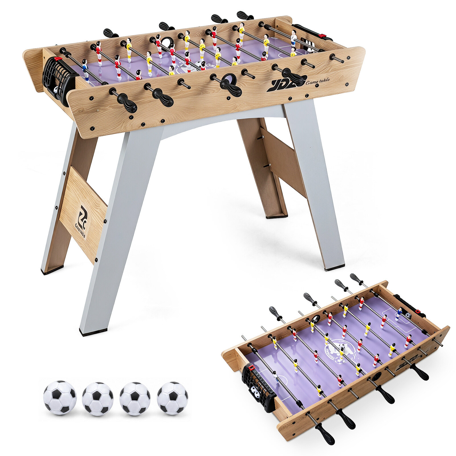 Stalo futbolo stalas su nuimamomis kojomis, medienos atspalvio, 88,5 x 69 x 71 cm - Image 4