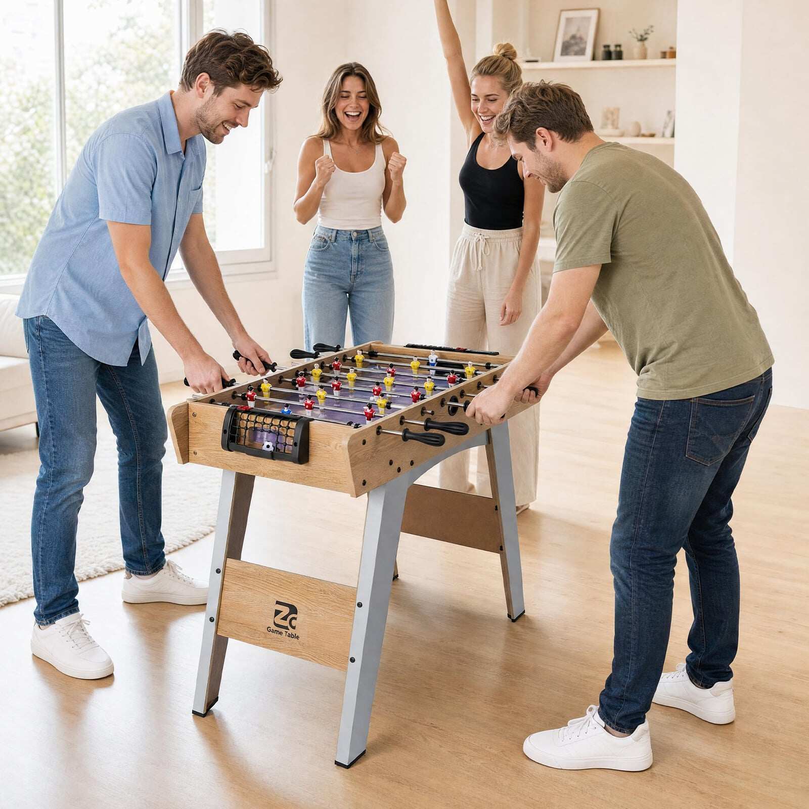 Stalo futbolo stalas su nuimamomis kojomis, medienos atspalvio, 88,5 x 69 x 71 cm - Image 8