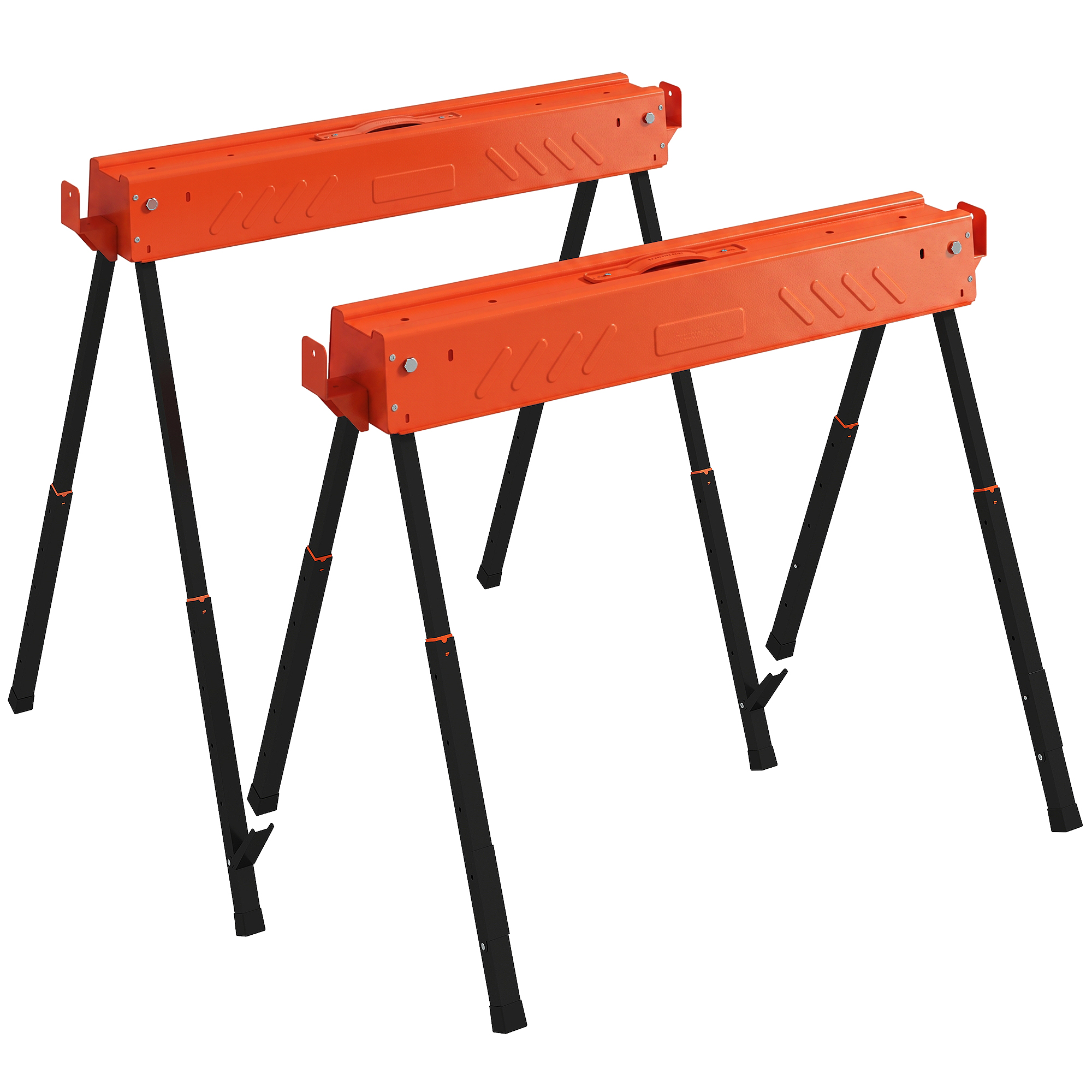 Taitettavat sahapukkia, 2 kpl, korkeussäädettävät, mustat, 93 x 50 x 71-85,5 cm