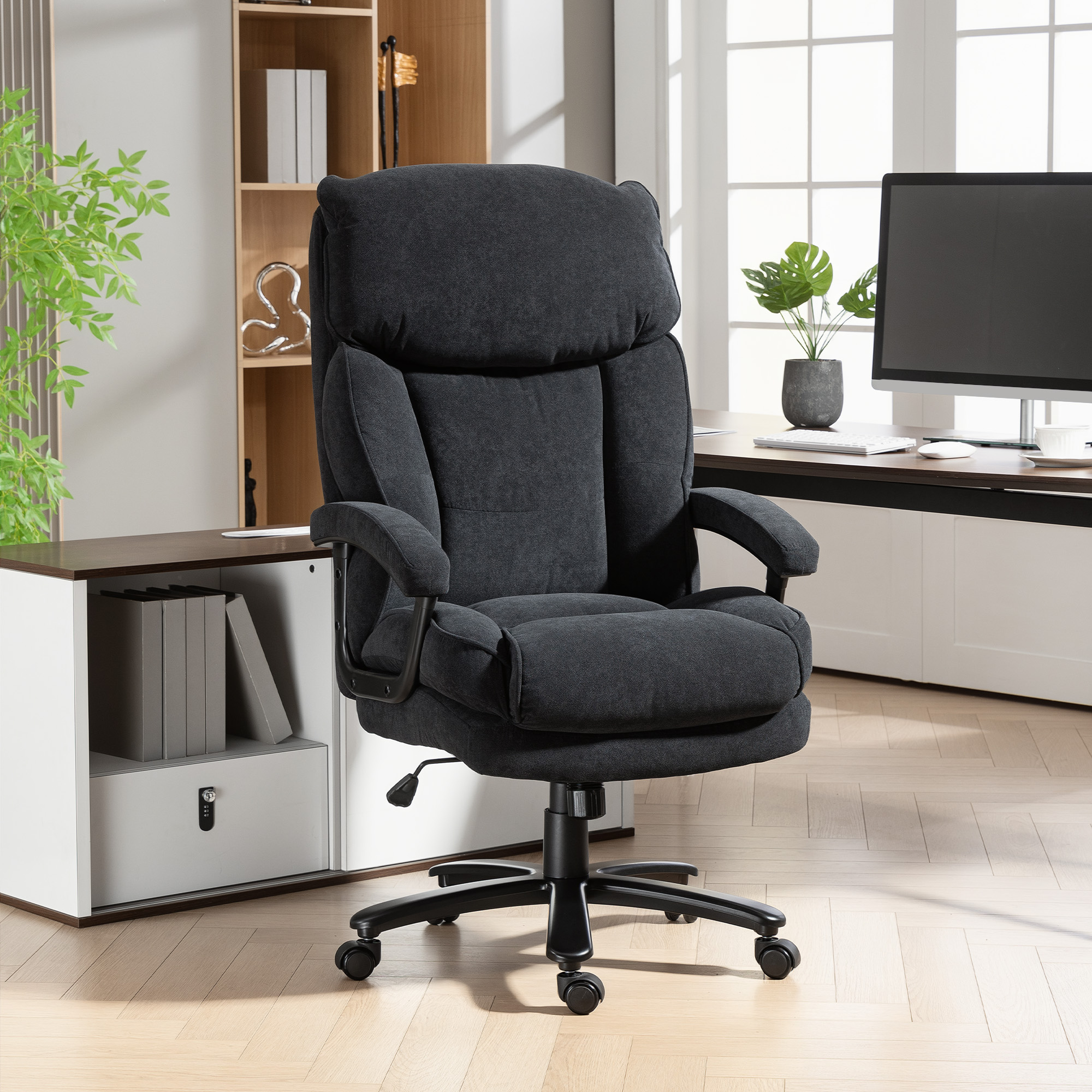 Ergonominė biuro kėdė, juoda, poliesteris, iki 200 kg, 68,5 x 79 x 117-125 cm - Image 2