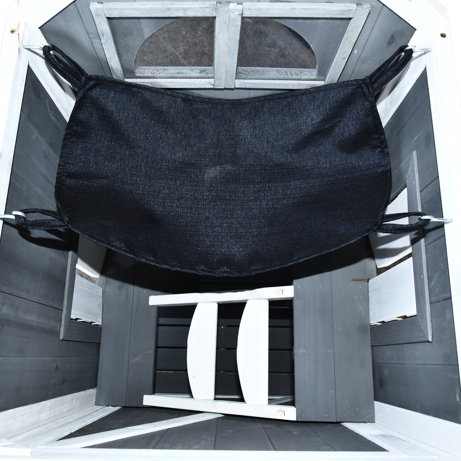 Lauko kačių namelis, 2 aukštų, pilkas, 59 x 55 x 109 cm - Image 9