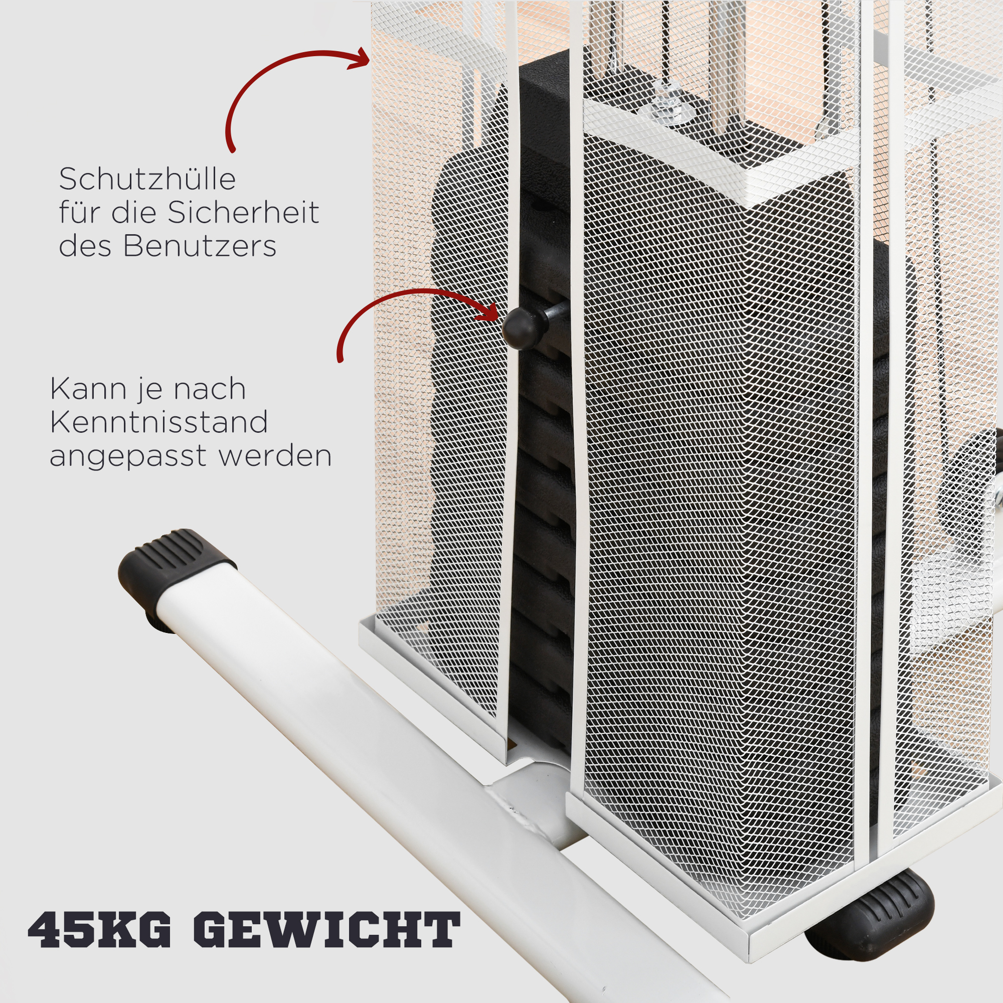 Daudzfunkcionāla mājas treniņu stacija, balta, tērauds, 150 x 110 x 210 cm, svaru bloks 45 kg - Image 5