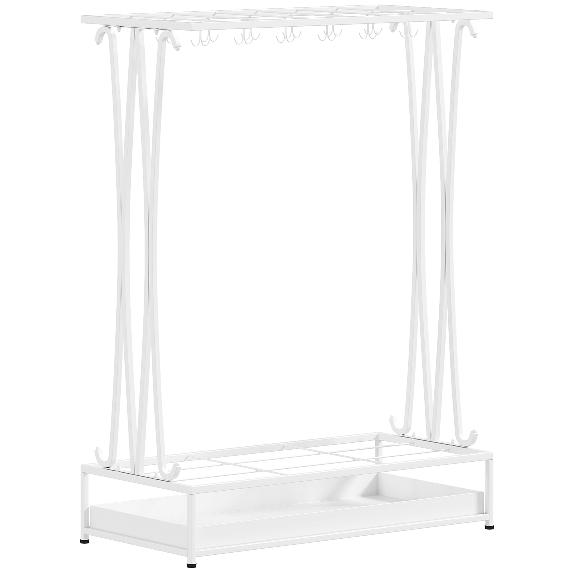 Vihmavarjuhoidja eemaldatava veekandikuga, teras, valge, 50 x 24 x 68 cm