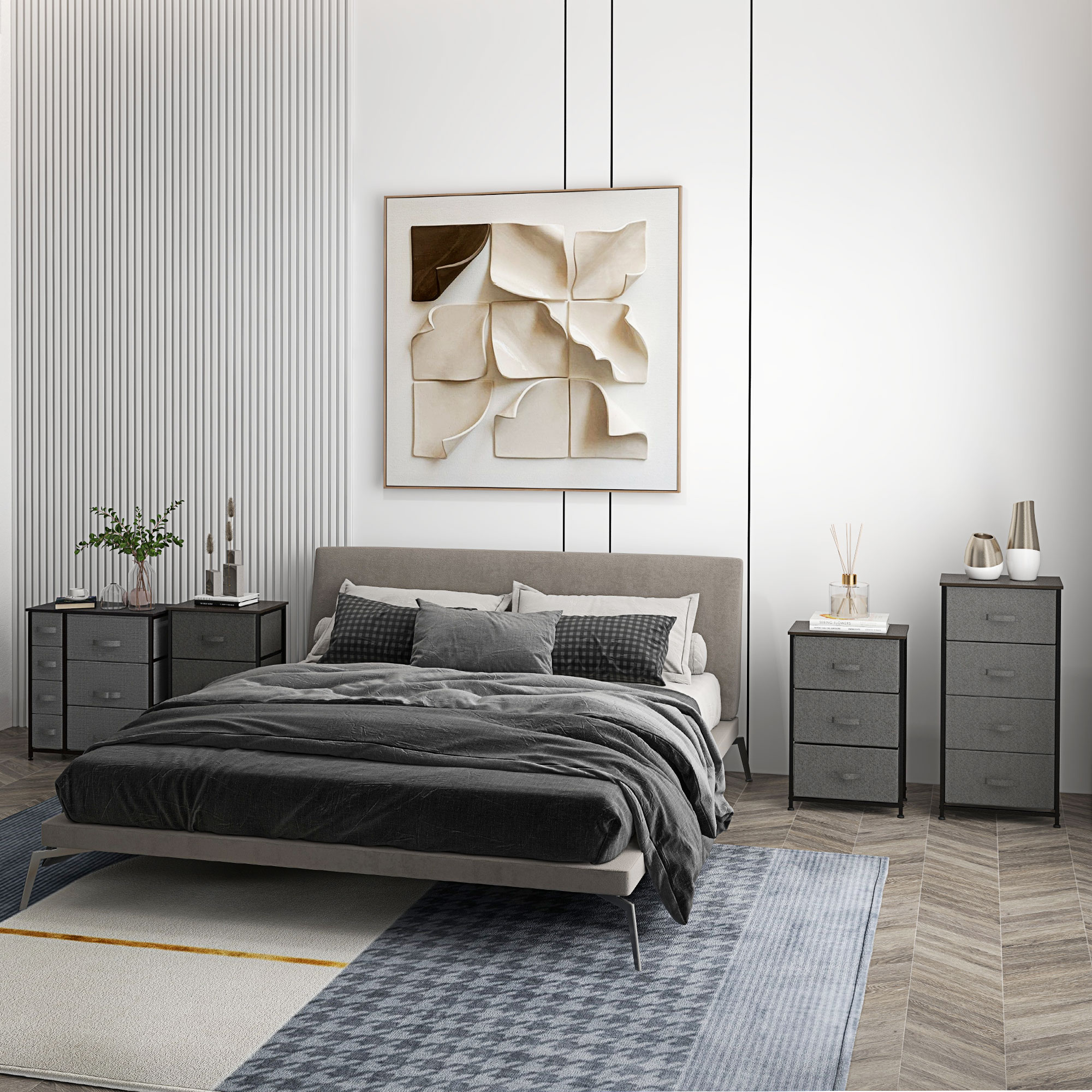 Komoda su 7 sulankstomais medžiaginiais stalčiais, 63,5 x 30 x 71 cm, tamsiai pilka - Image 9