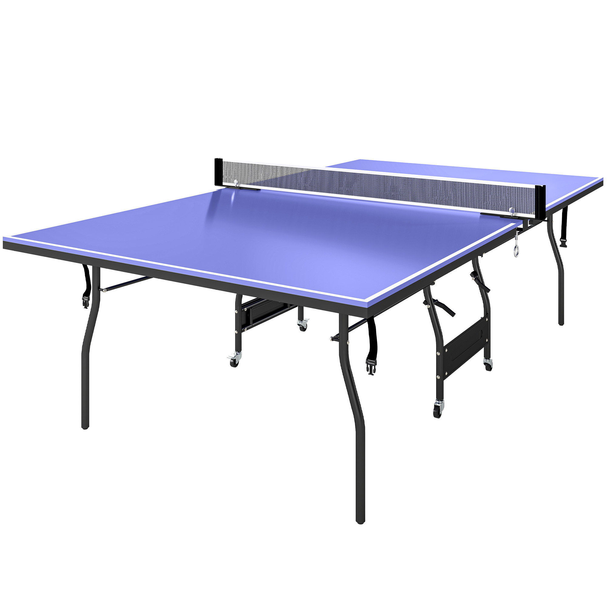 Kokkupandav lauatenniselaud võrgu, 3 palli ja 2 reketiga, sinine, 274 x 152,5 x 76 cm