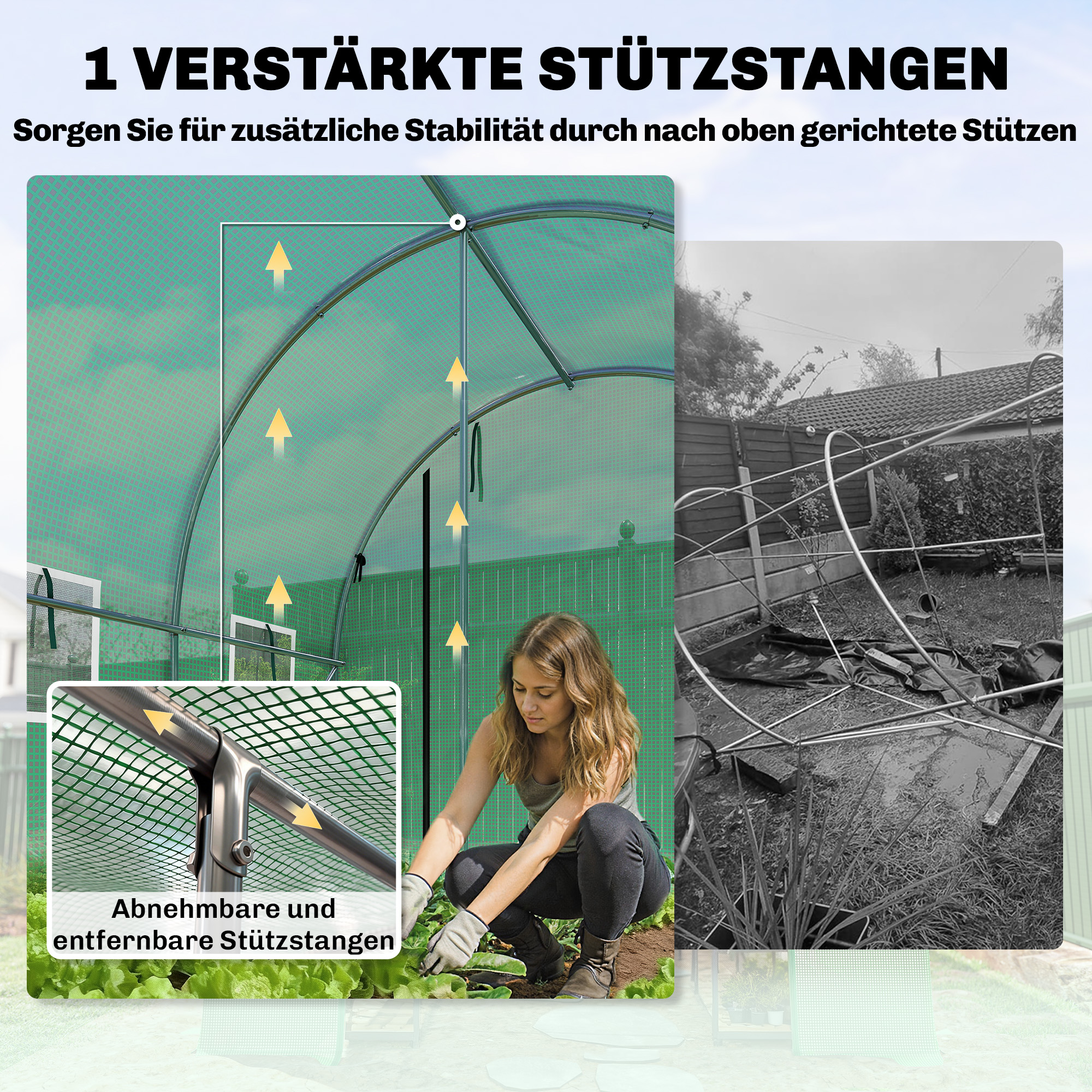 Kasvihuone PE-peitteellä, 3 x 2 x 2 m, vihreä - Image 4