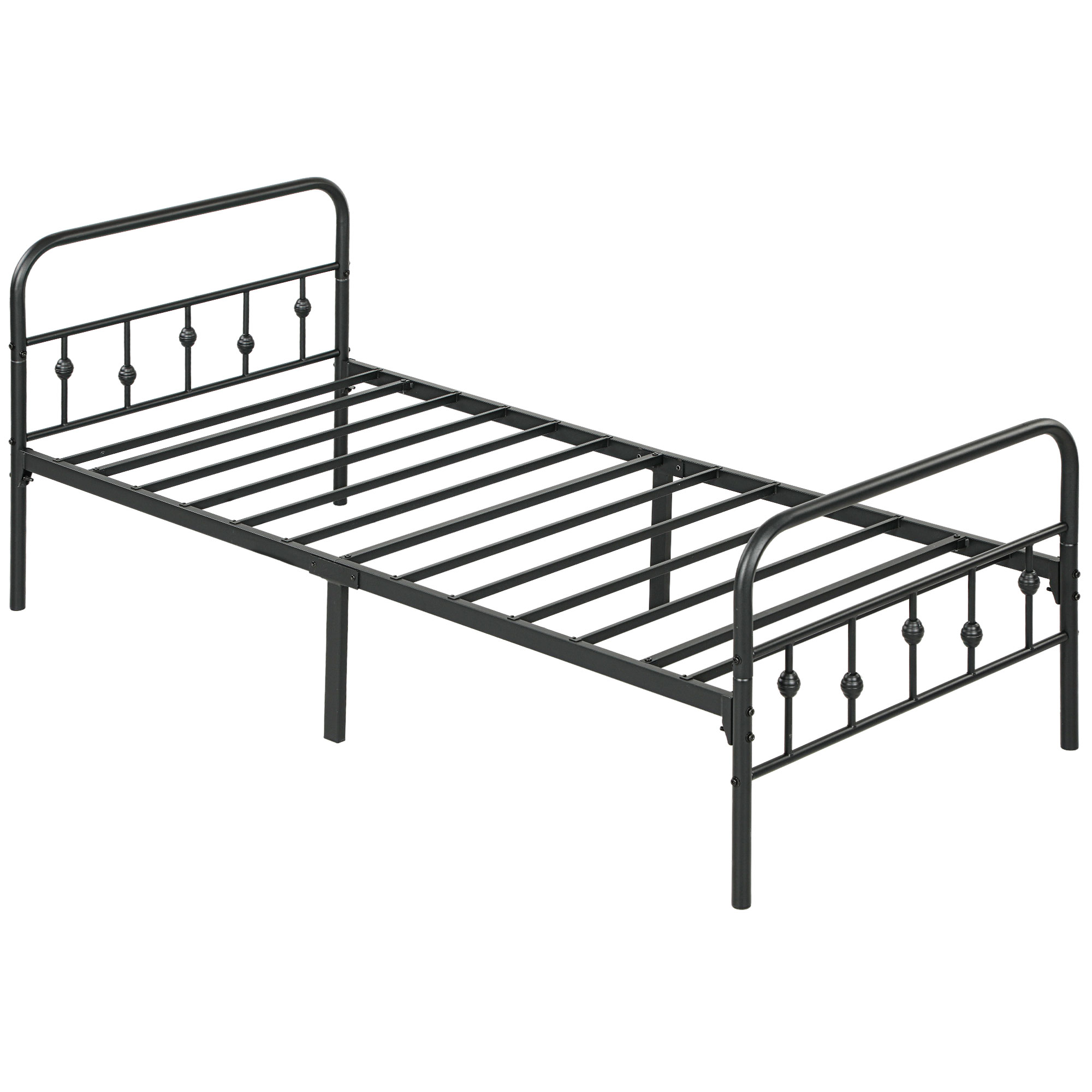 Ühekohalise voodi raam, metall, must, 206,9 x 91,8 x 82,5 cm
