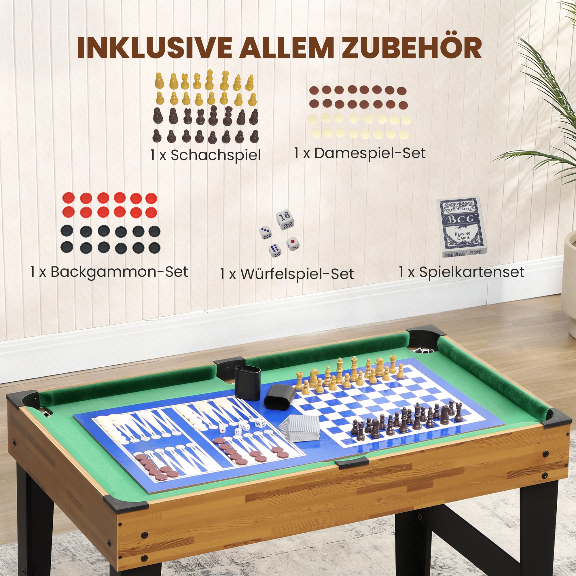 13-in-1 daudzfunkcionāls spēļu galds, galda futbols, šahs, biljards, galda teniss, riekstkoka krāsa - Image 8