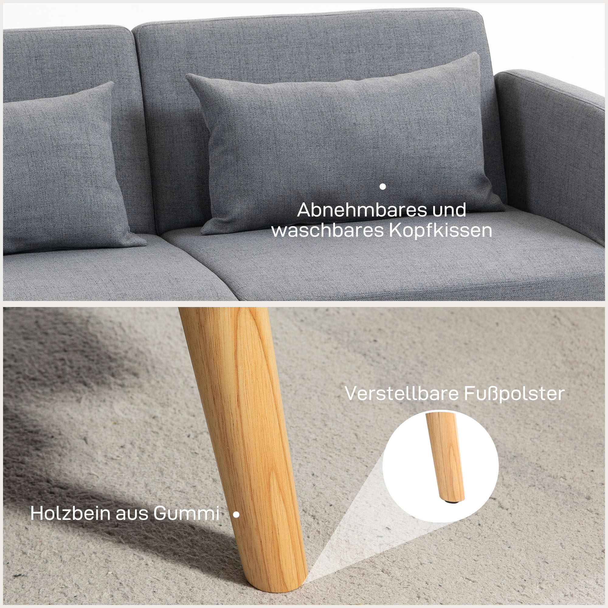 3 vietų miegamoji sofa, pilka, 170 x 83 x 80 cm, iki 240 kg - Image 7