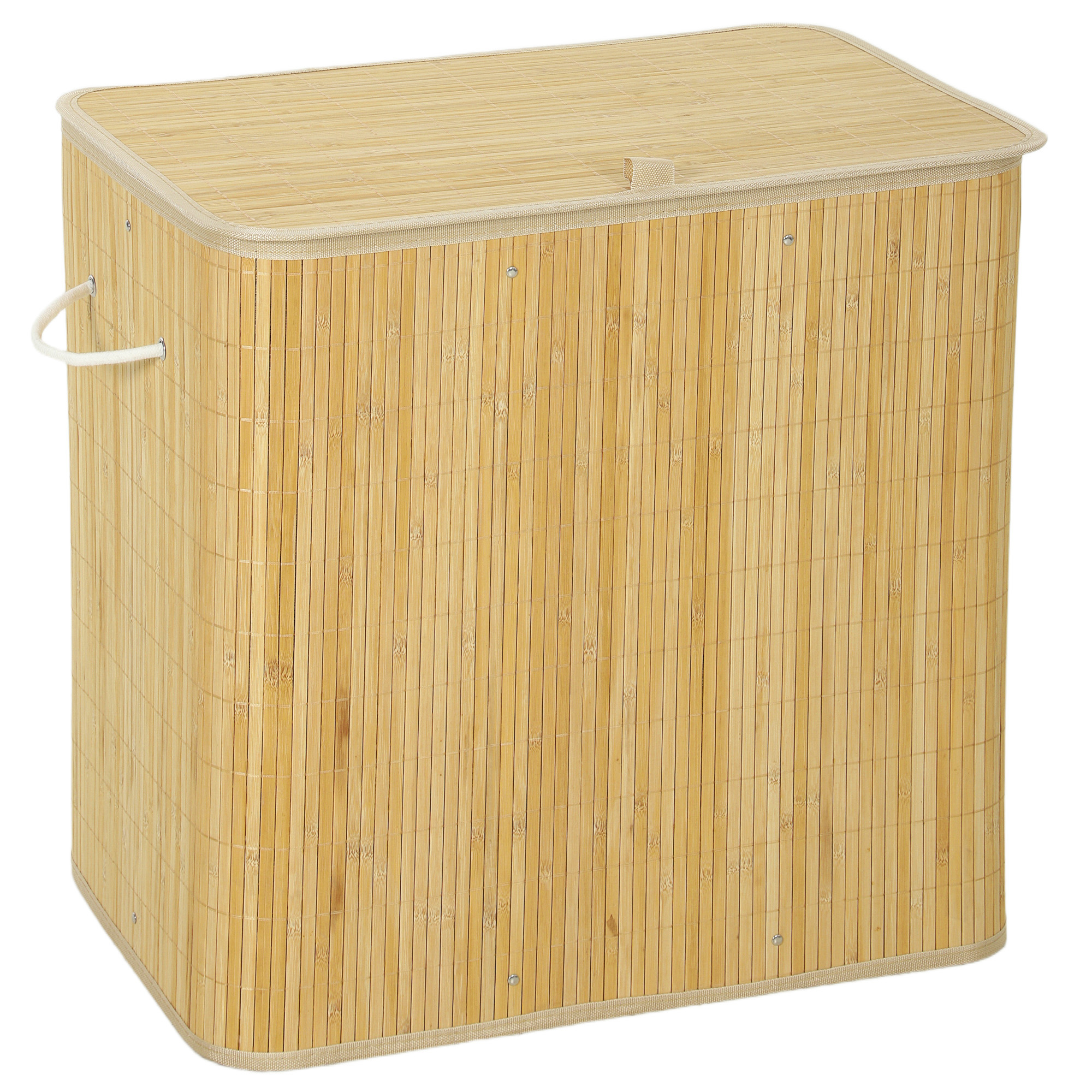 Pudelite ja purkide sorteerimiskast kaanega, 150 l, bambus, 62 x 41 x 60 cm