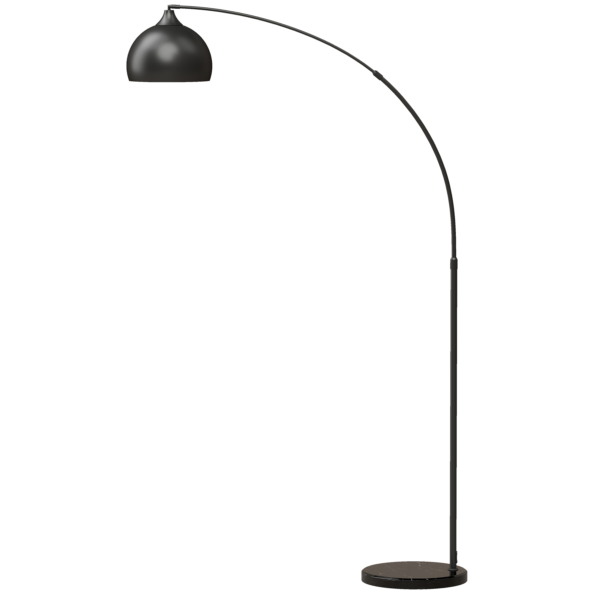 Kaarjas põrandalamp, must, metall ja marmor, 170-180 cm