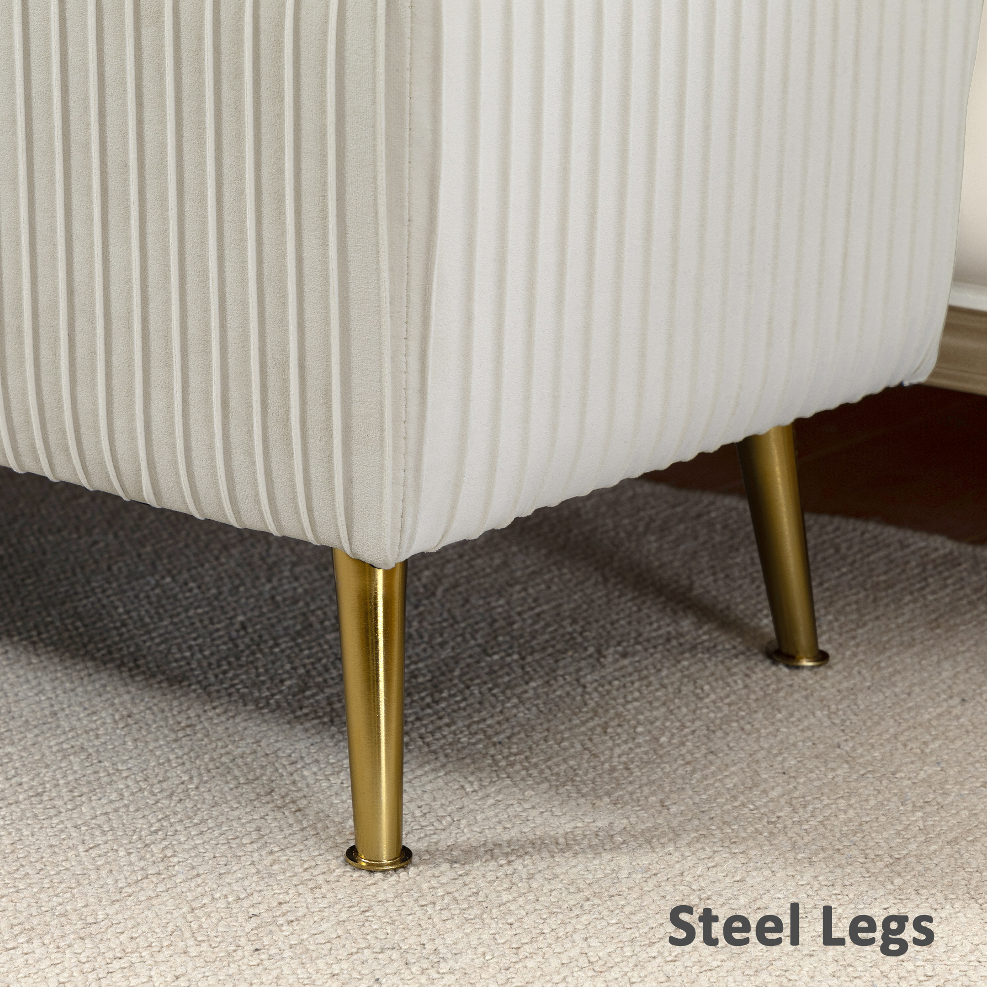 Daiktadėžė su sėdyne, smėlio spalvos, plieno kojos, 110 x 44,5 x 46 cm - Image 8