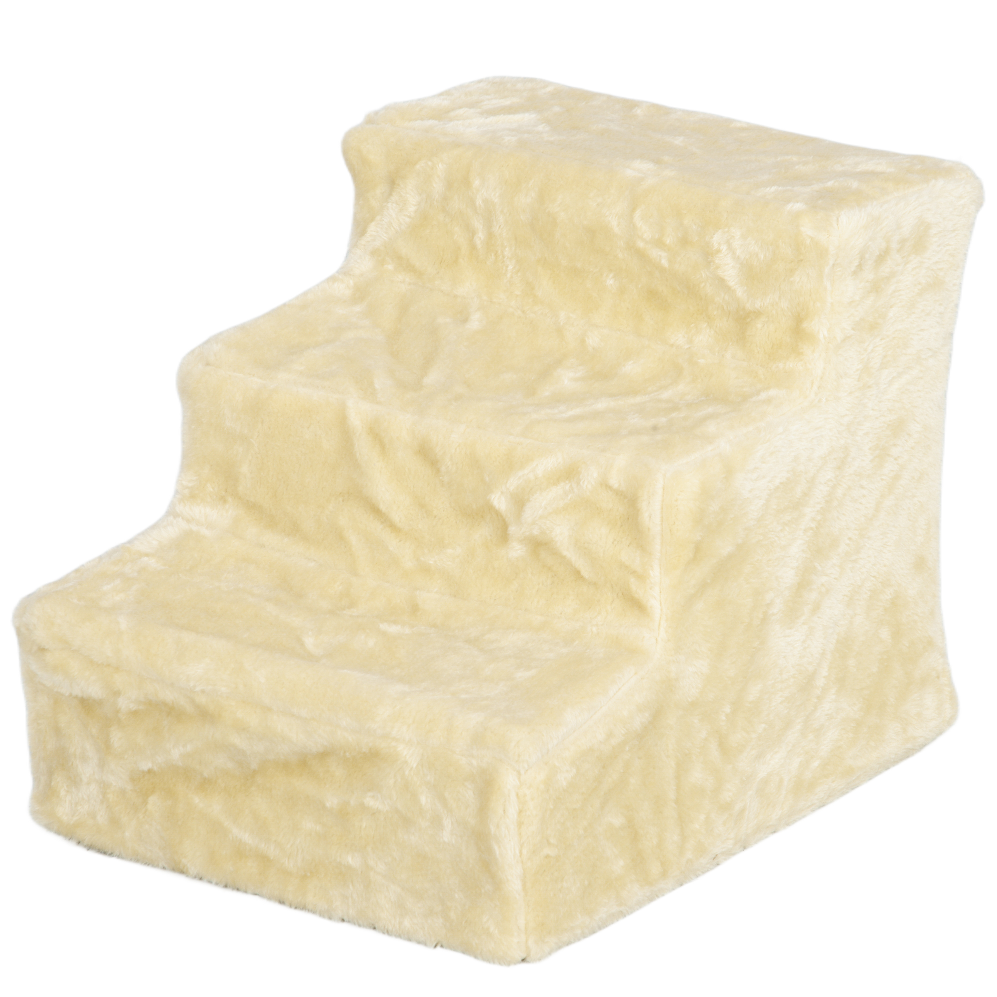 Sulankstomi laipteliai naminiams gyvūnams, 3 pakopos, pliušinis užvalkalas, beige, 46 x 35 x 35 cm